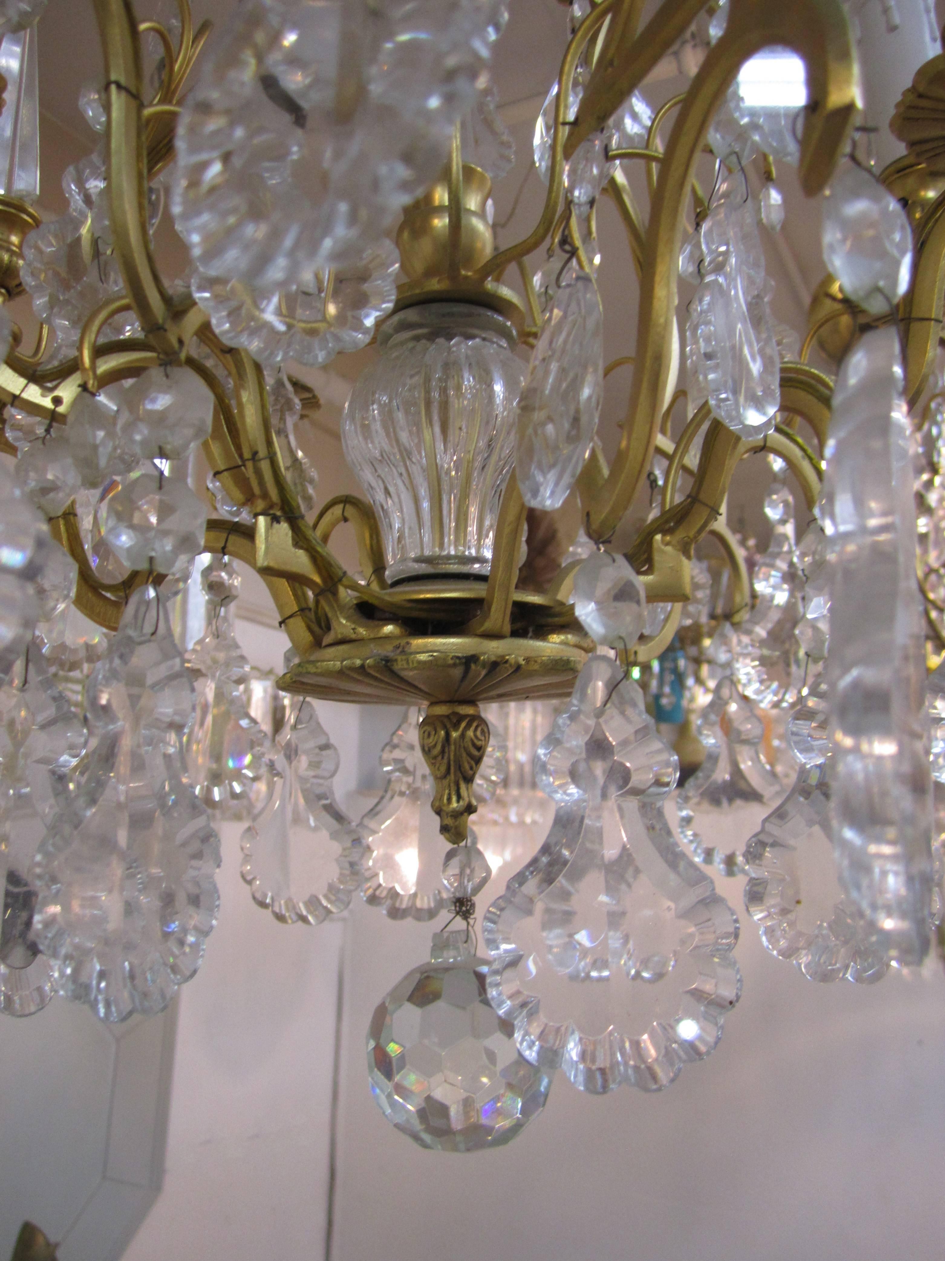  Gold Gilt Crystal Chandelier with Crystal Spikes 2