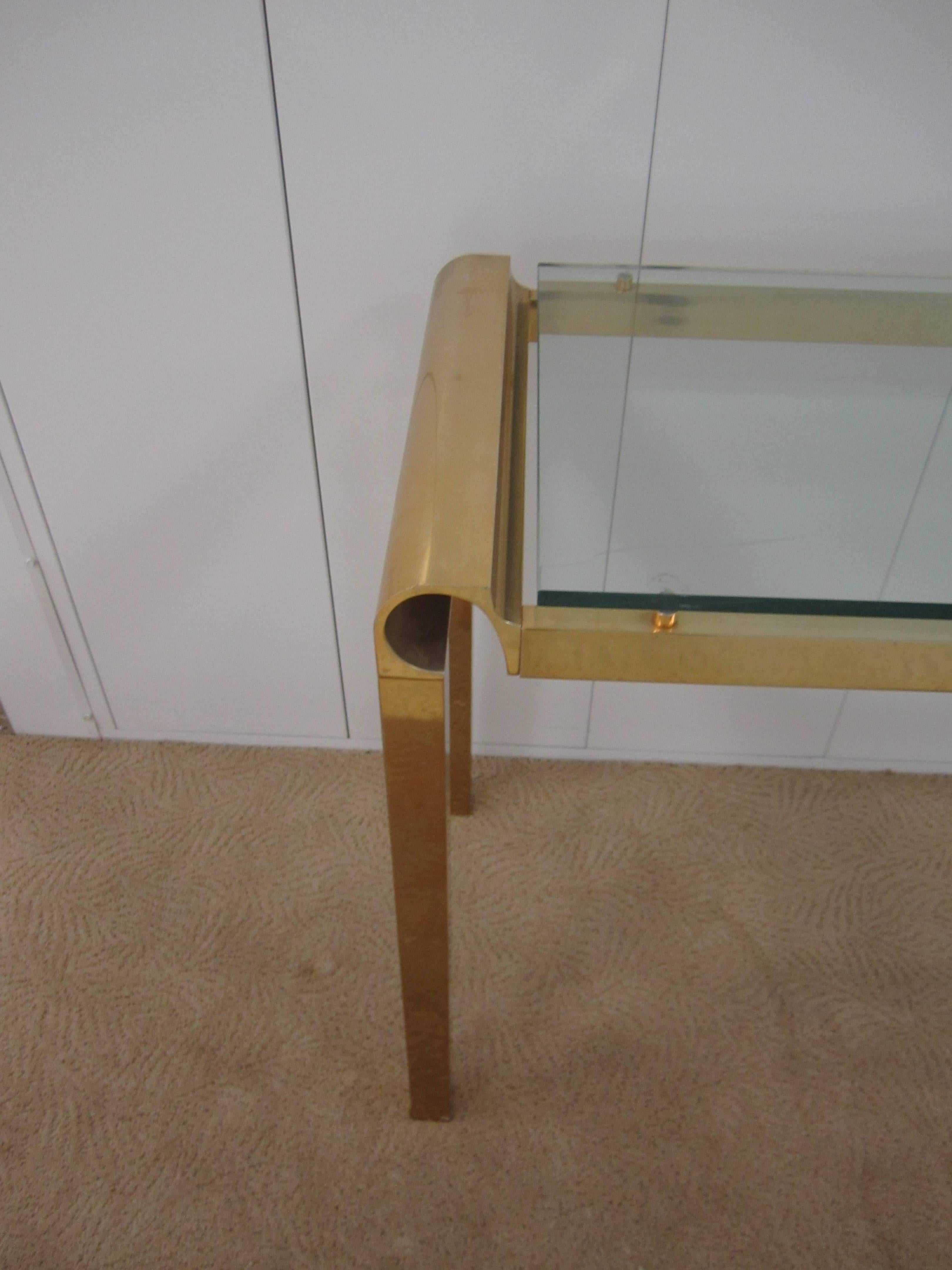 Brass 1970s Modern Console Table in the Style of Pierre Cardin