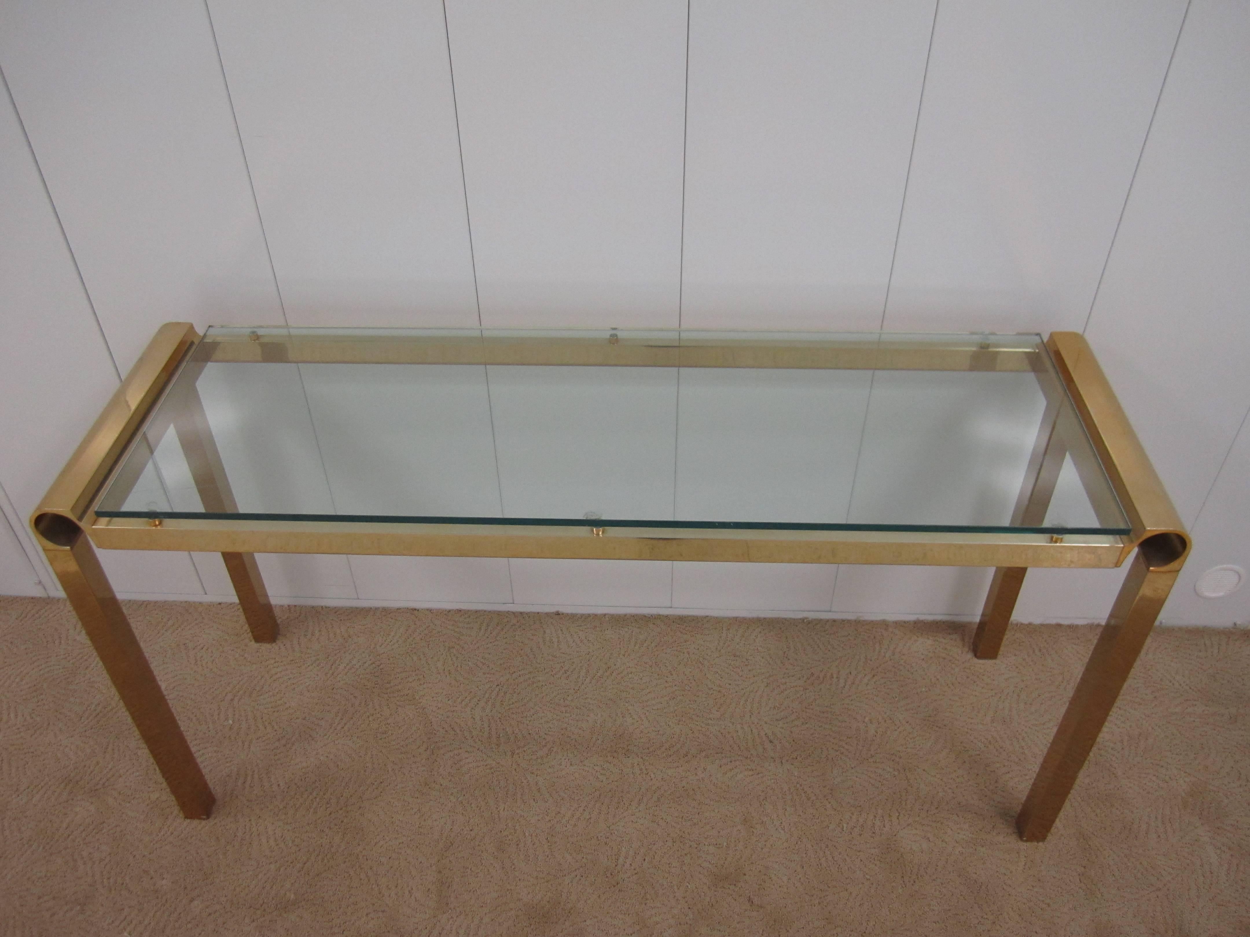 Plated 1970s Modern Console Table in the Style of Pierre Cardin