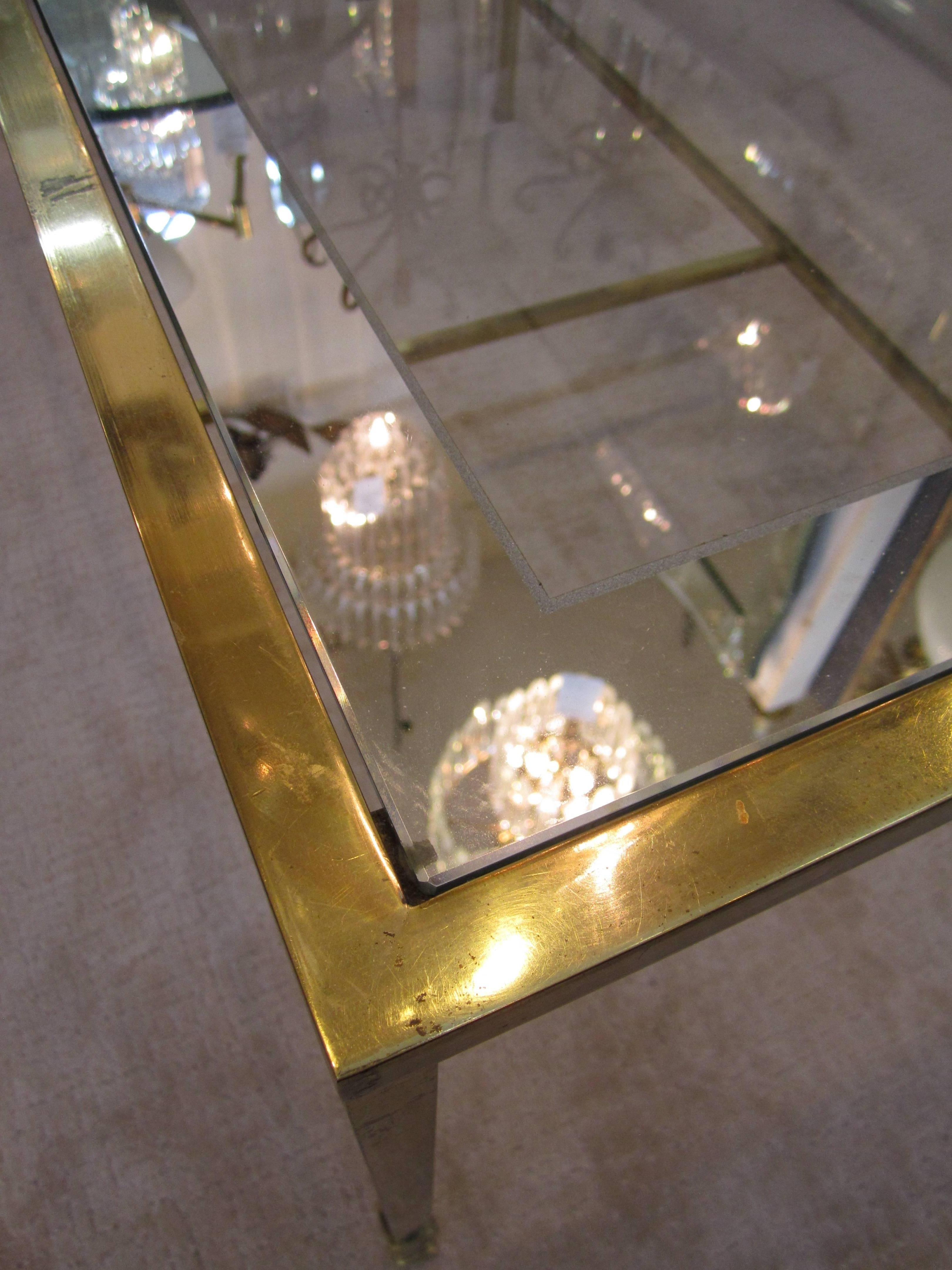 Modern Brass and Glass Cocktail or Coffee Table after Harvey Probber 2