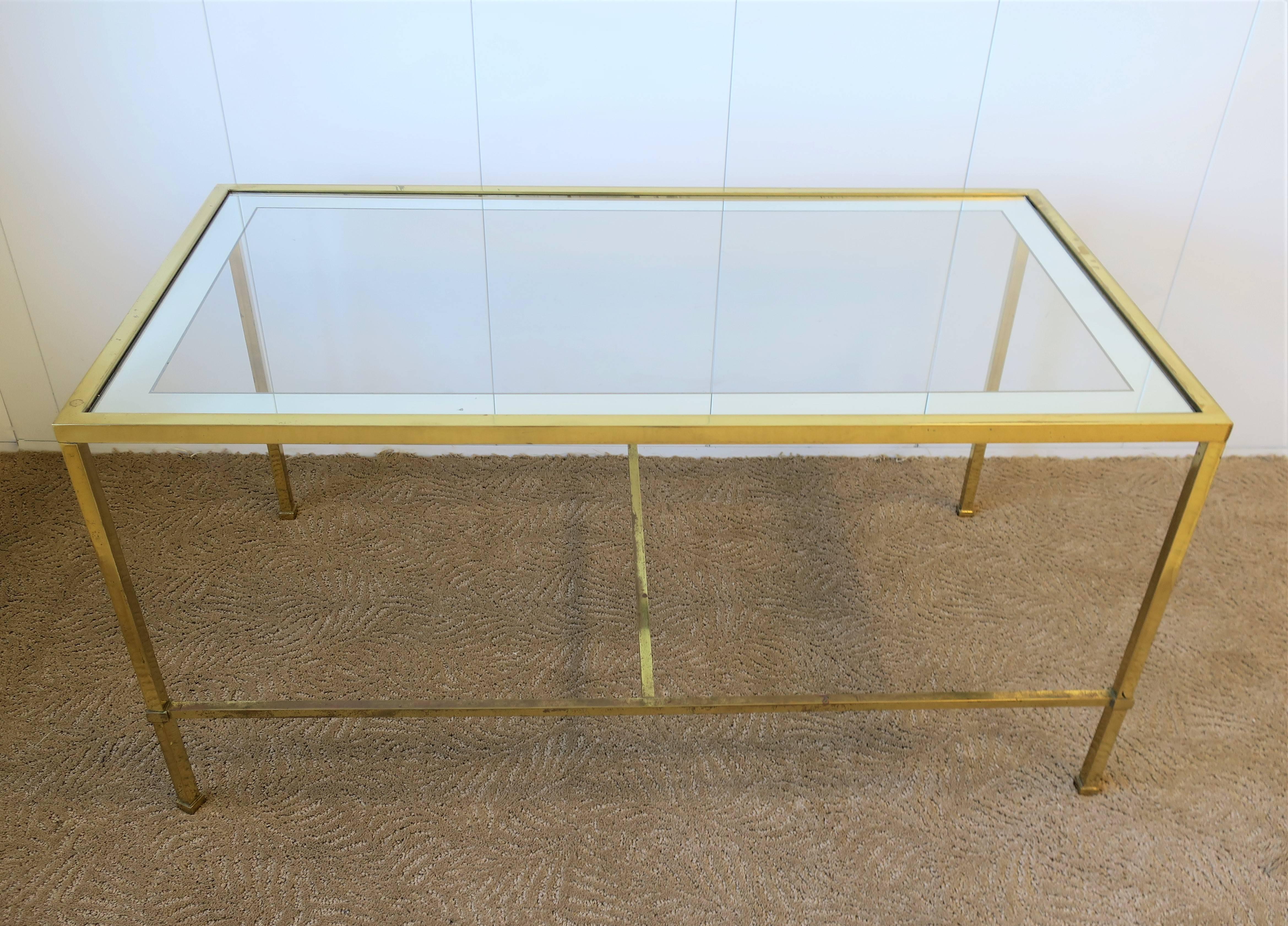 American Modern Brass and Glass Cocktail or Coffee Table after Harvey Probber