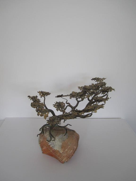 Brass and Onyx Marble Japanese Bonsai Tree Sculpture at 1stDibs