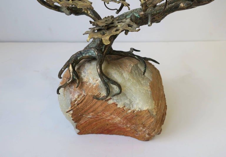 Brass and Onyx Marble Japanese Bonsai Tree Sculpture at 1stDibs