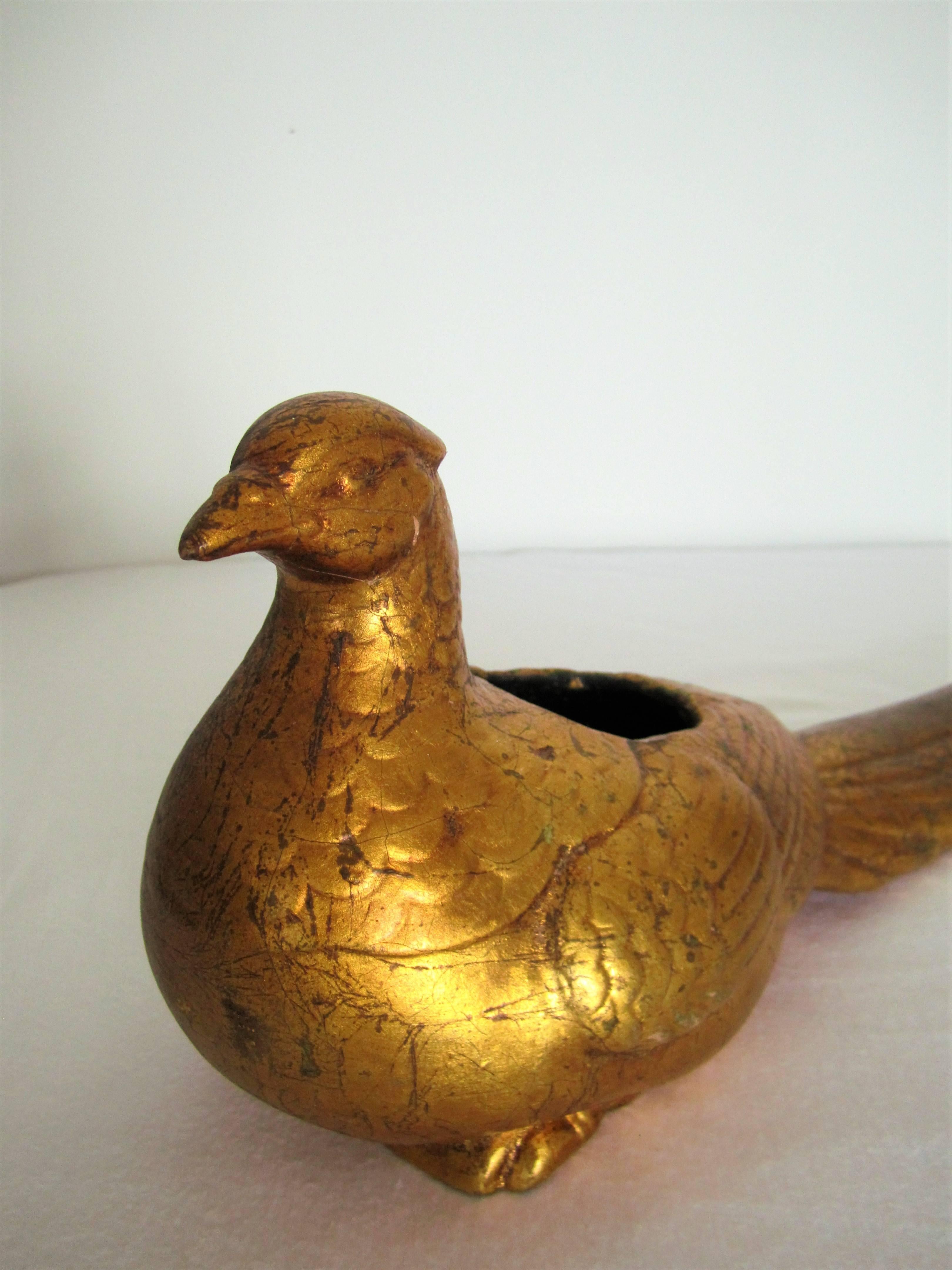 Ceramic Beautiful Gilt Art Deco Decorative Pheasant Bird, 1970s