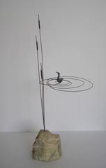 Signed Curtis Jere Brass and Onyx Bird Sculpture, Circa 1960s