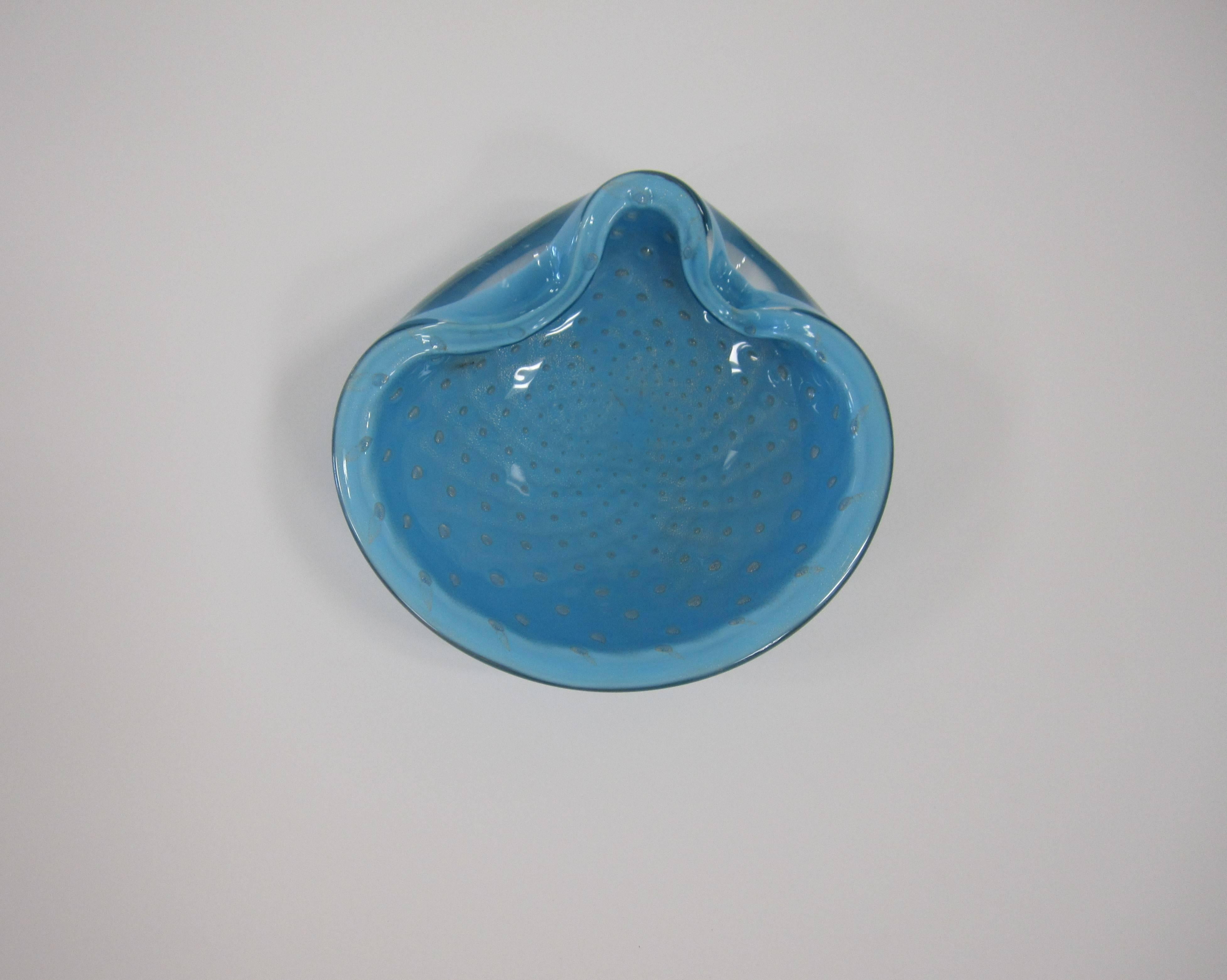 Mid-20th Century Italian Murano Powder Blue Art Glass Bowl 