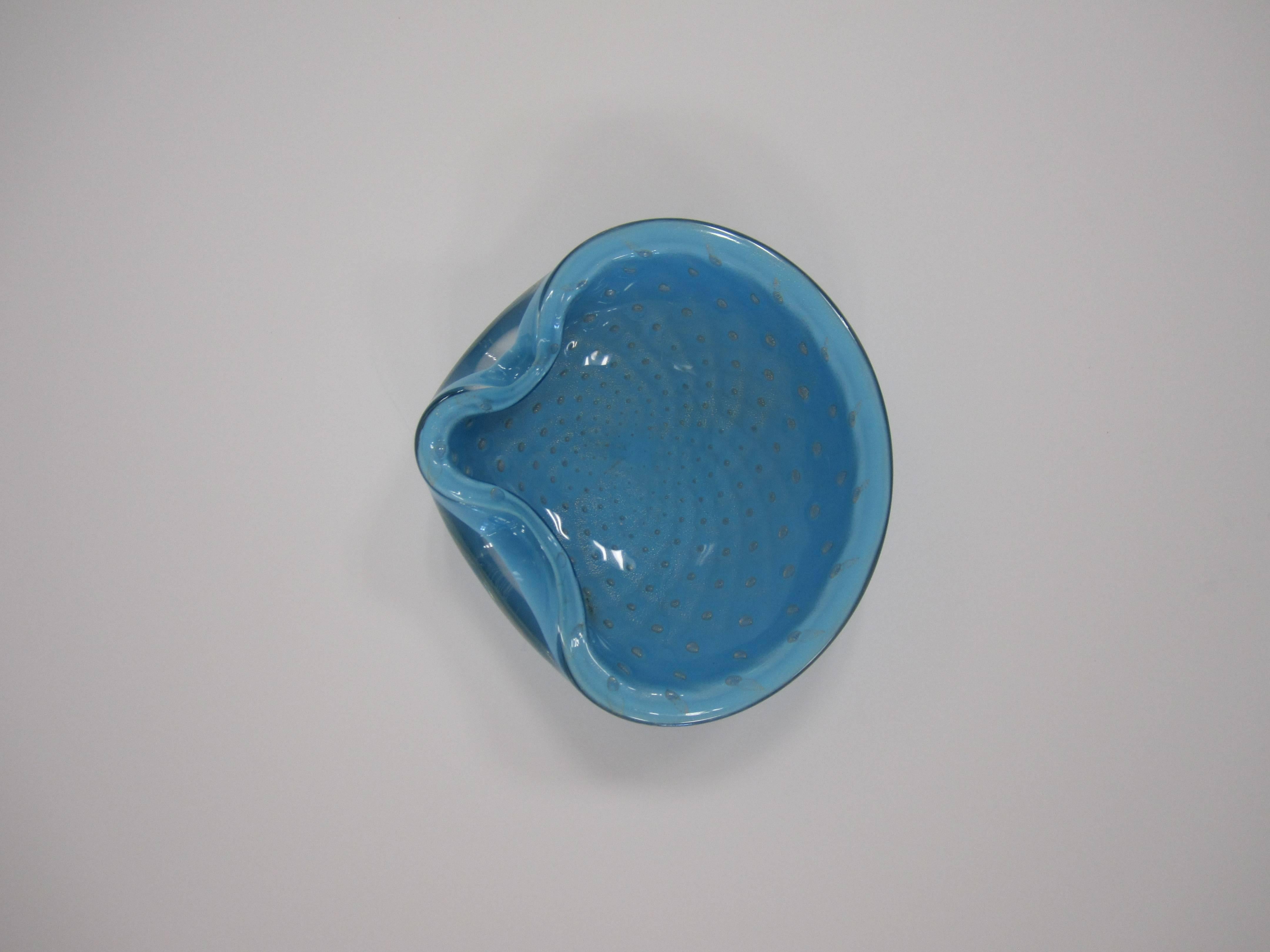 Italian Murano Powder Blue Art Glass Bowl  1