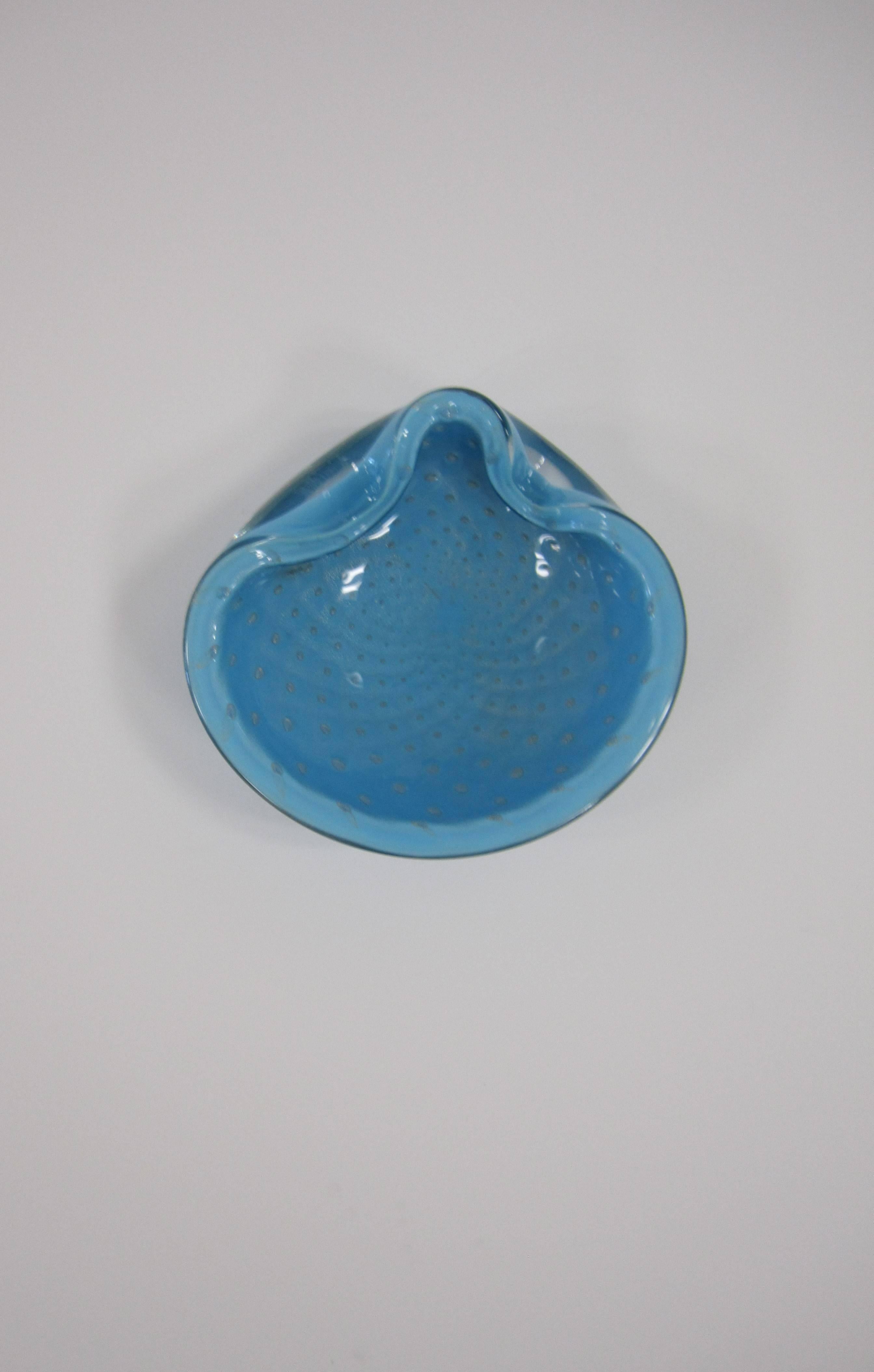 Italian Murano Powder Blue Art Glass Bowl  2