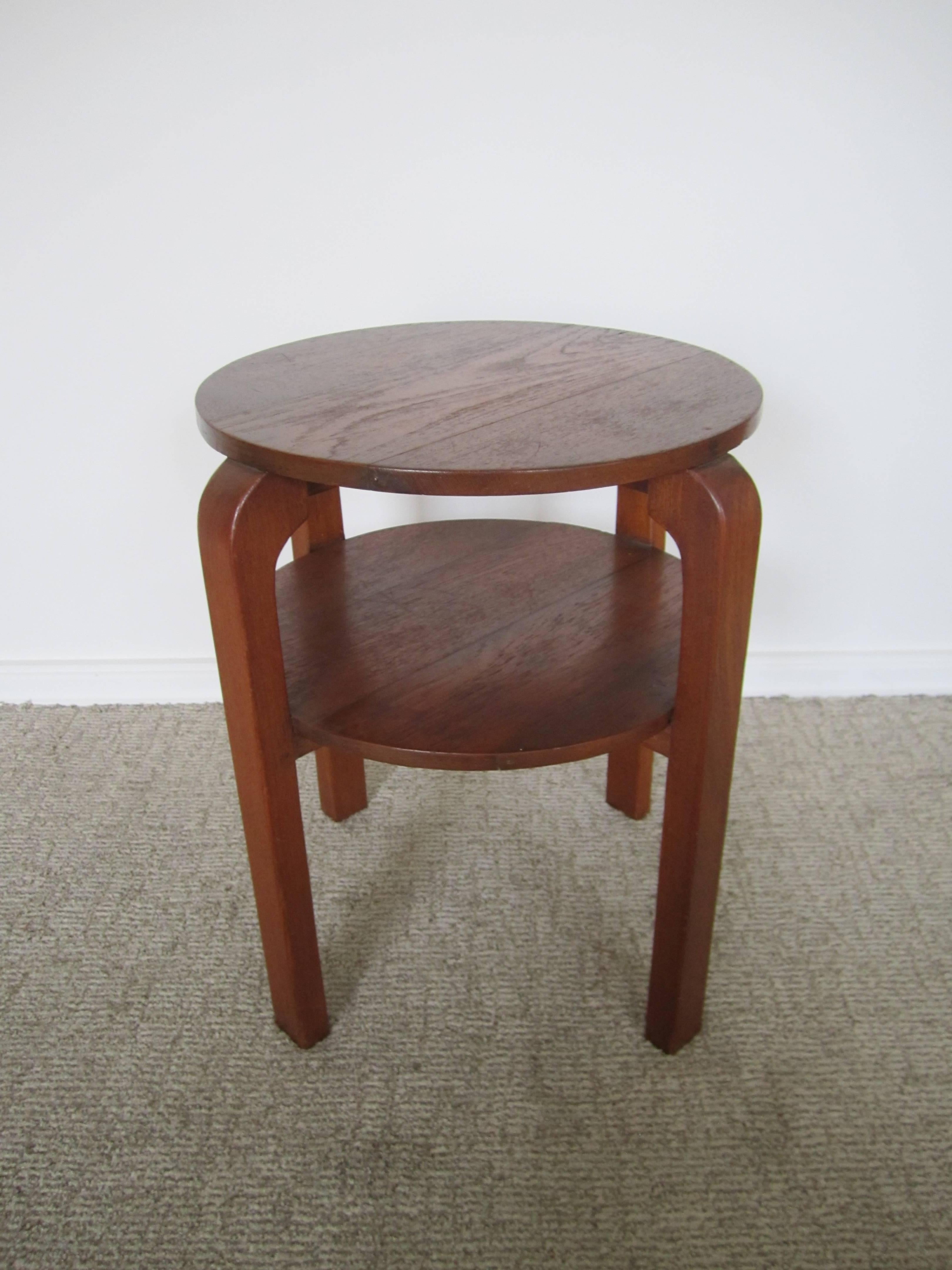 Vintage Scandinavian Modern Two-Tier Side Table in the Style of Alvar Aalto In Excellent Condition In New York, NY