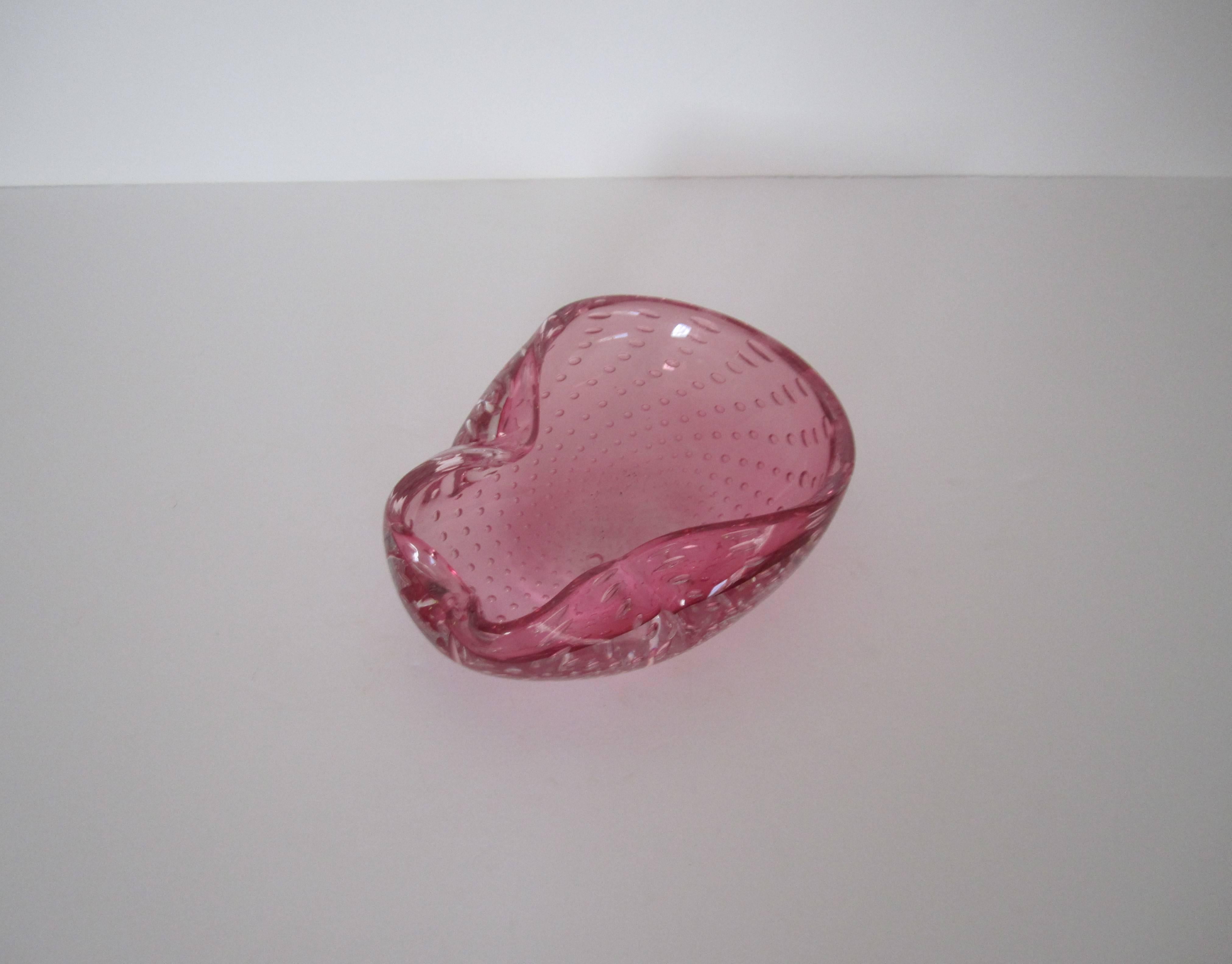 Italian Murano Red Pink Art Glass Bowl  1