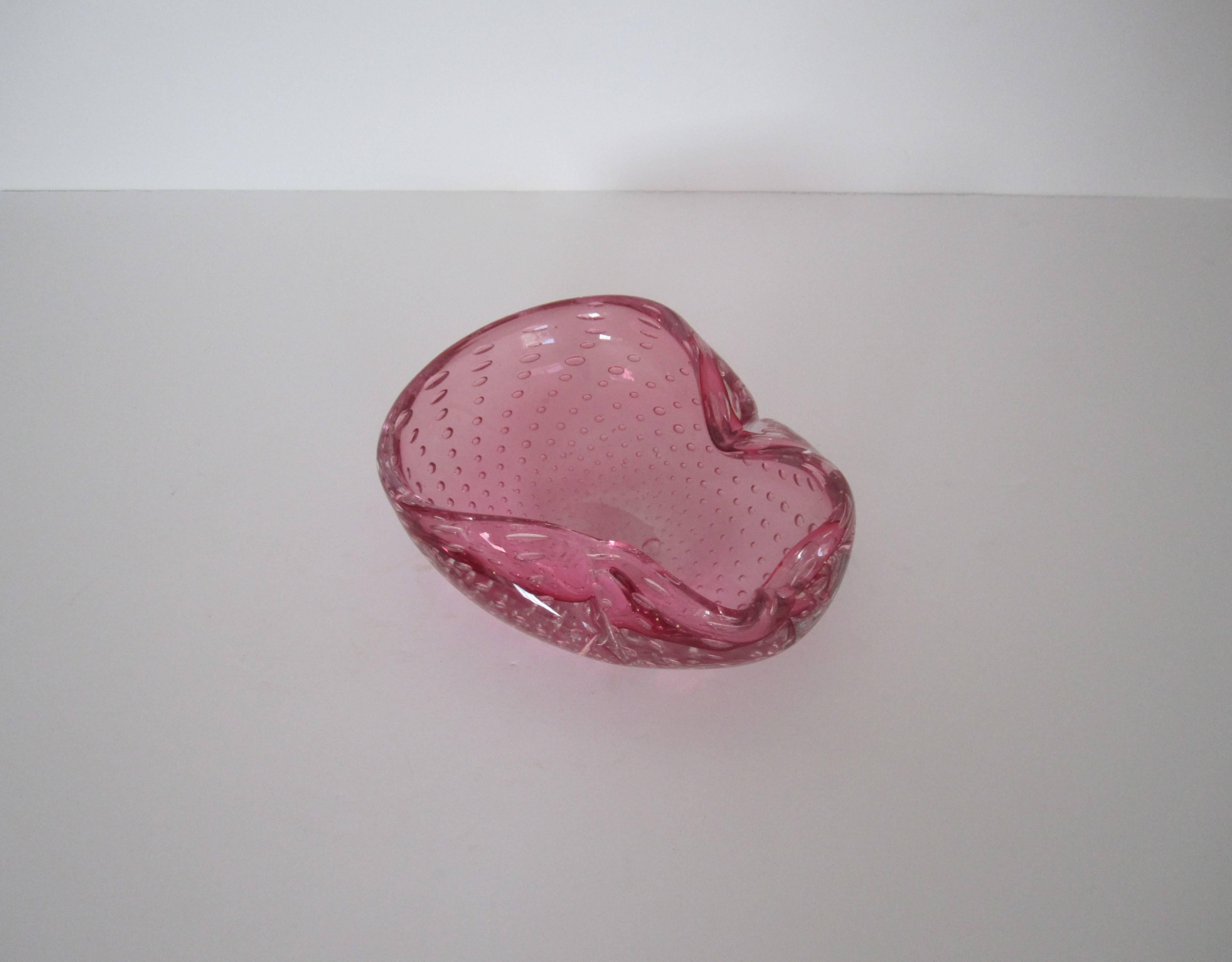Italian Murano Red Pink Art Glass Bowl  2