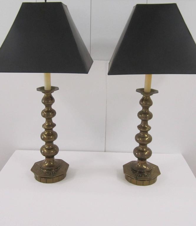 Tall Mid-Century Gold Table Lamps with Octagonal Base at ...
