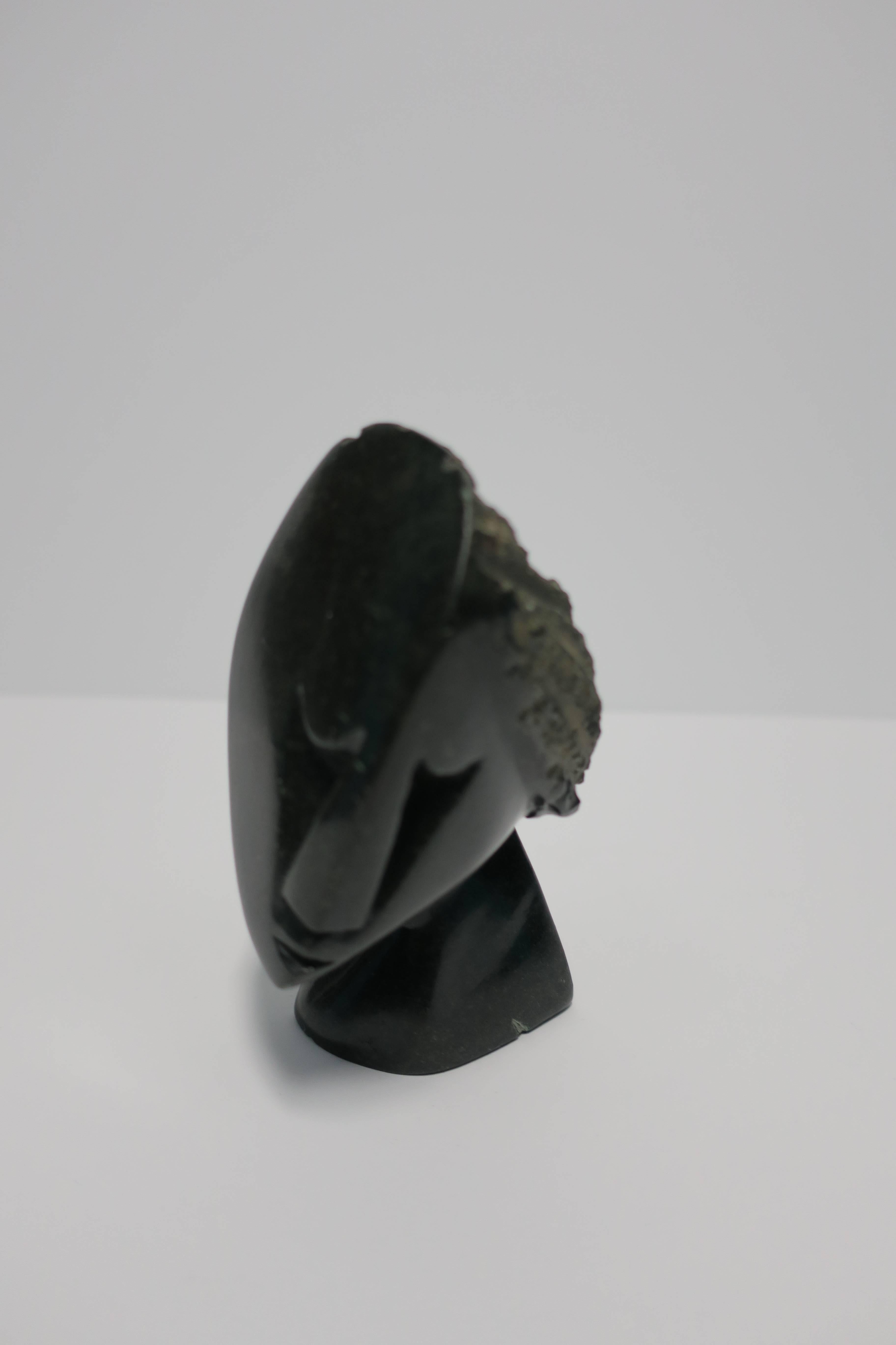 Hand-Carved Black Stone Cubist Sculpture after Picasso