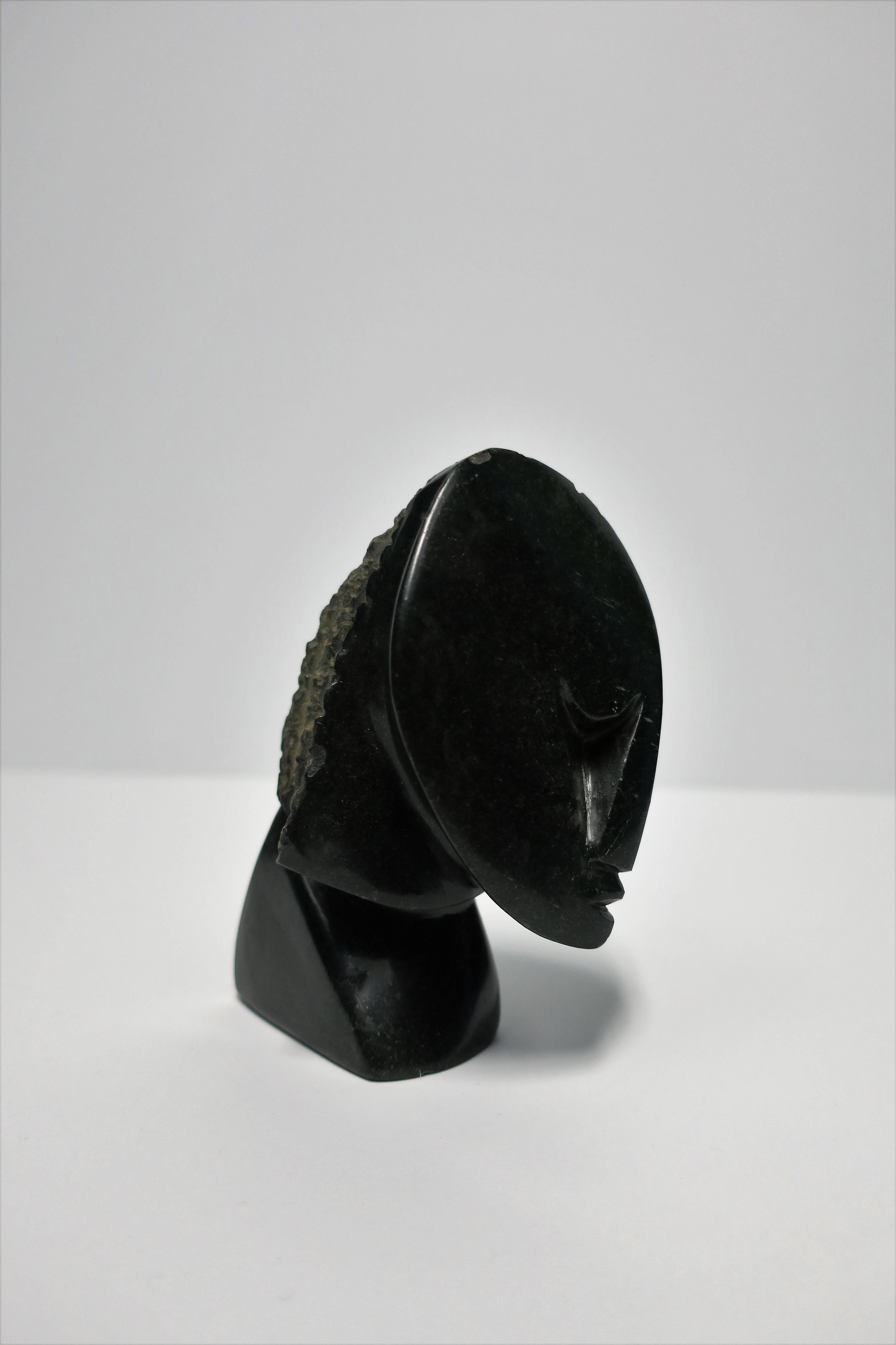 20th Century Black Stone Cubist Sculpture after Picasso