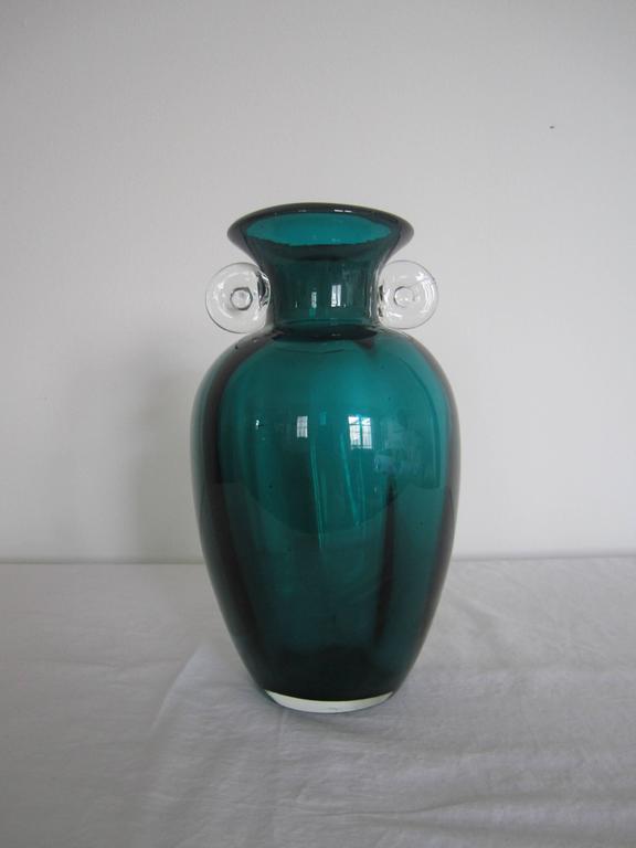 Vintage Emerald Green Blown Glass Vase at 1stDibs