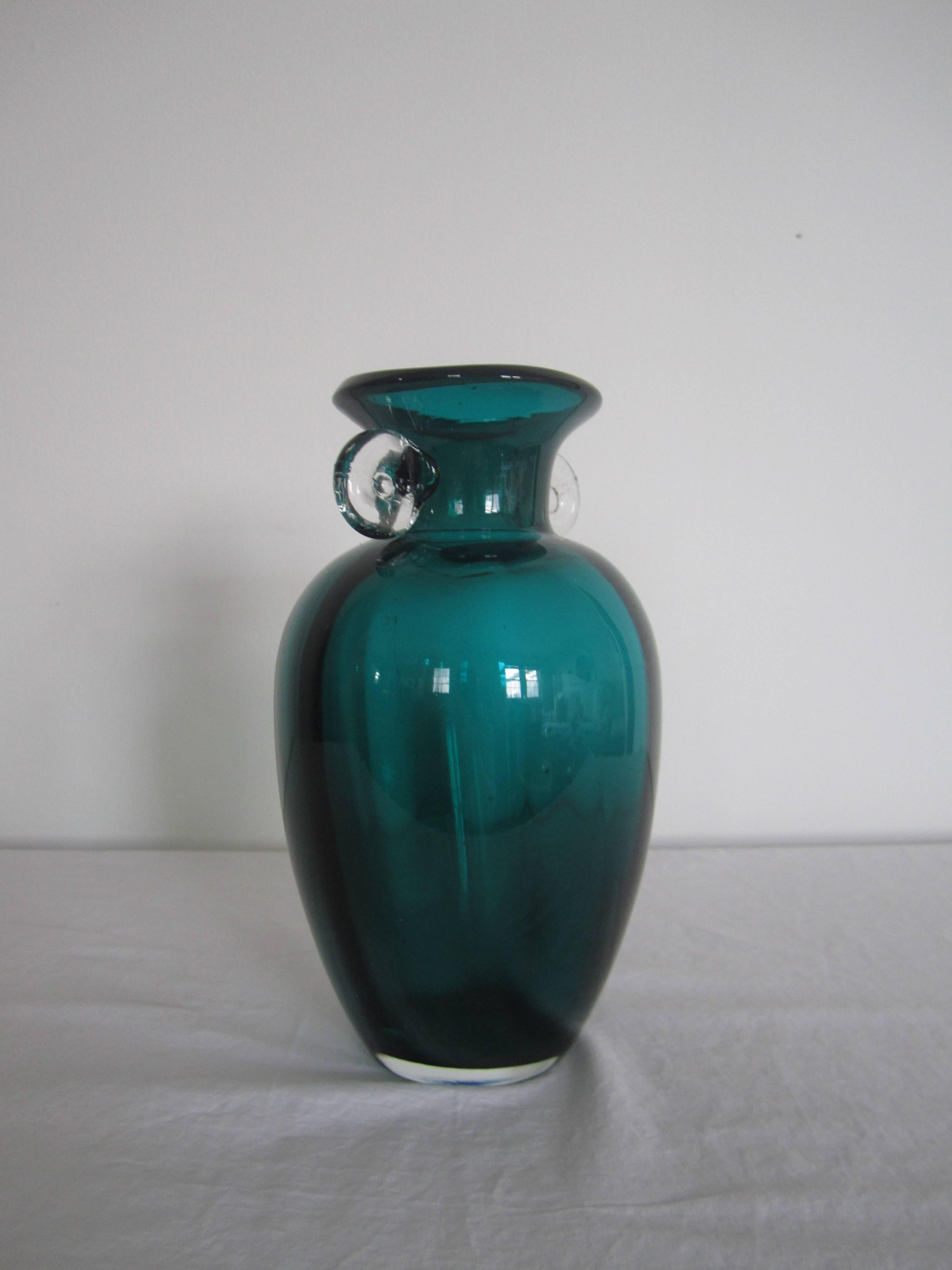 20th Century Vintage Emerald Green Blown Glass Vase
