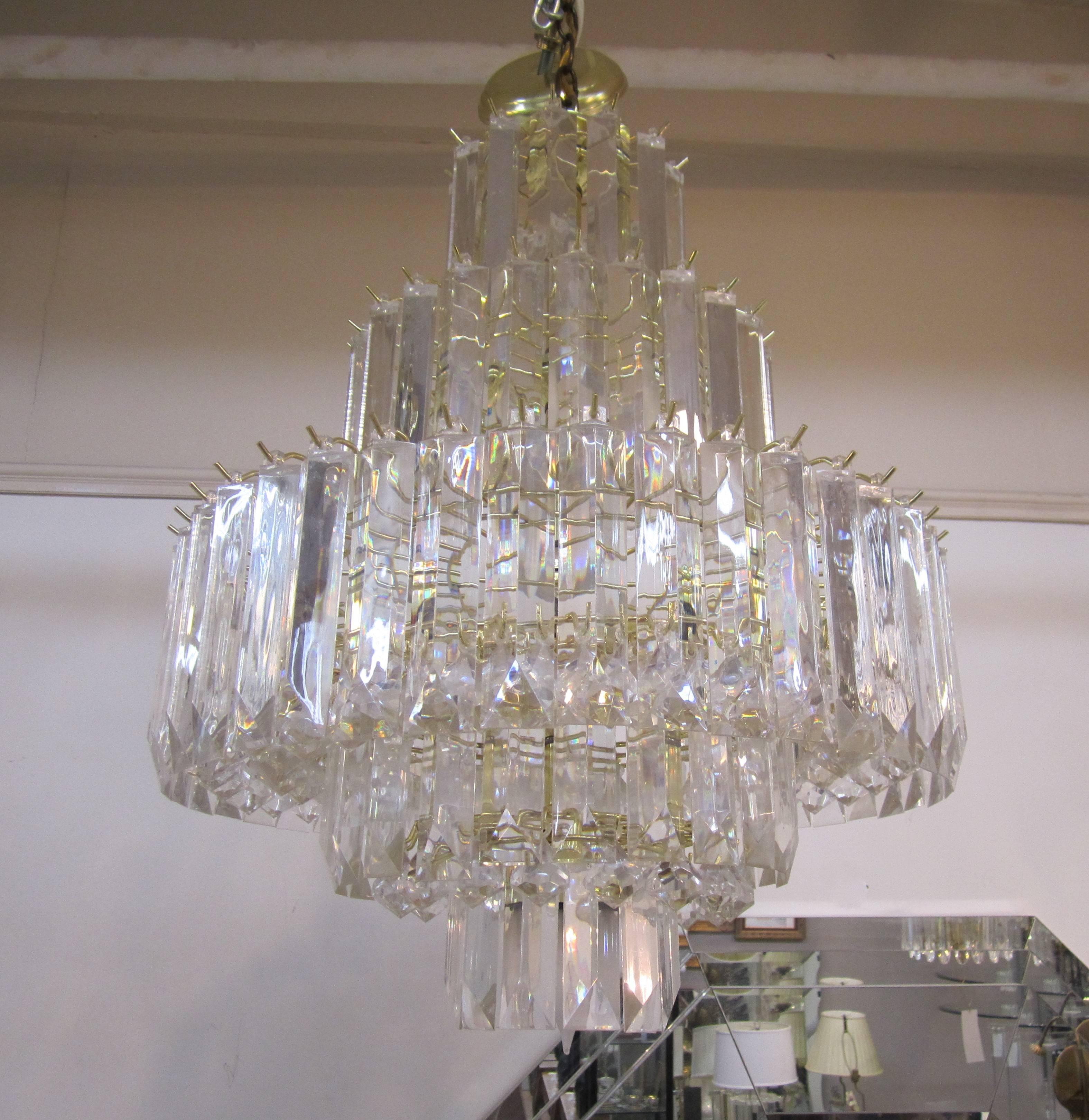 Plated Lucite Chandelier