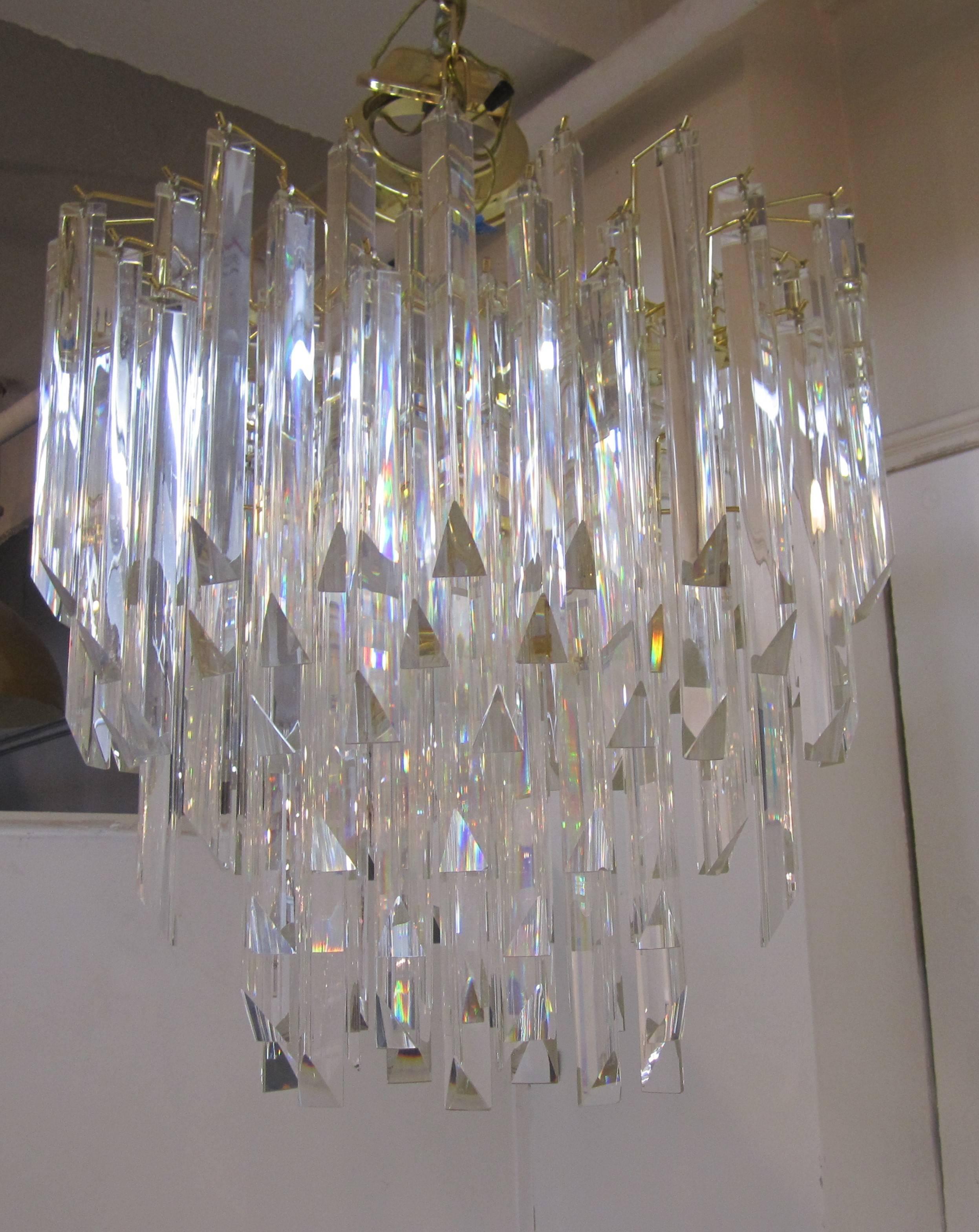 Plated Crystal Chandelier in the Style of Venini For Sale