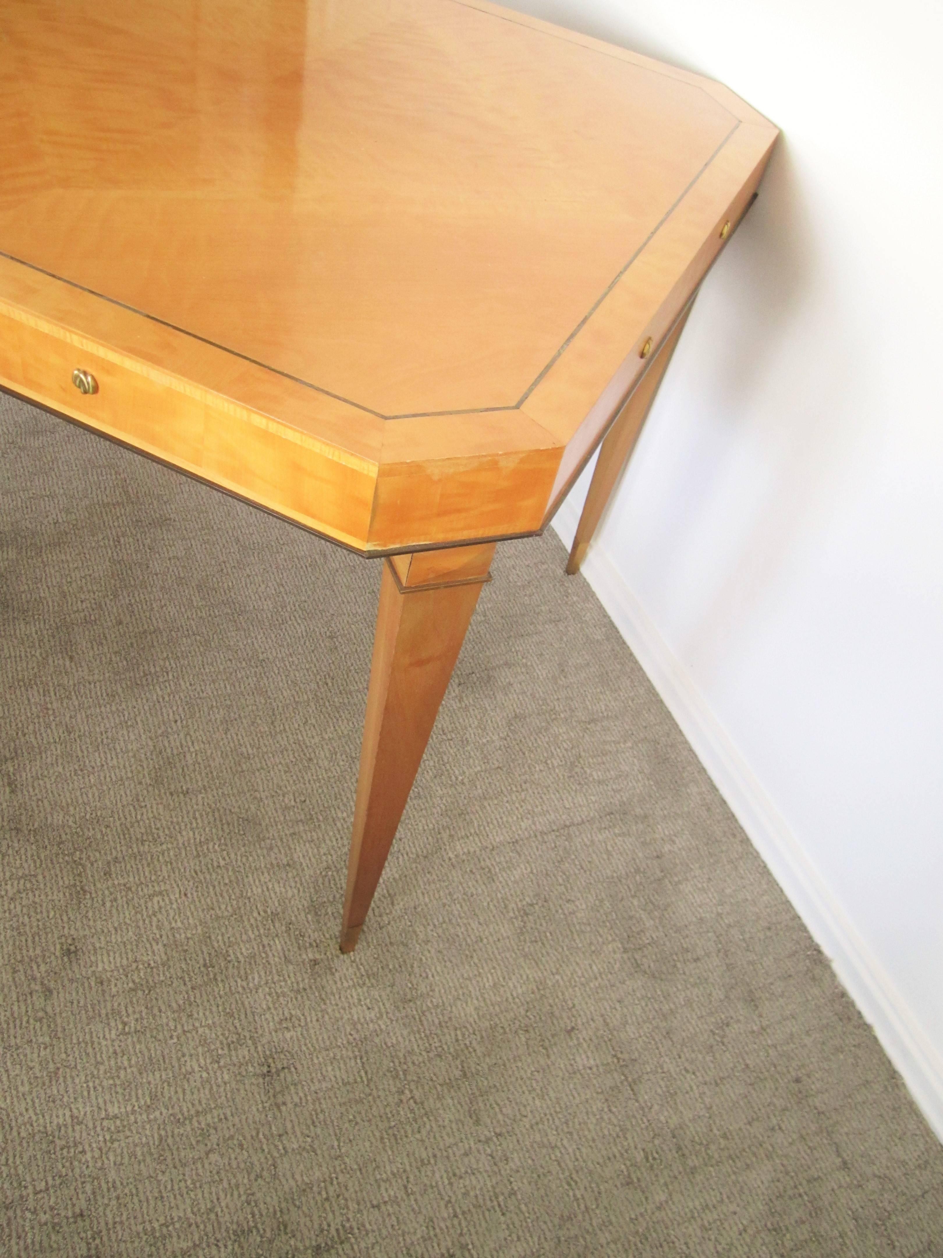 Italian Modern Art Deco Game Table with Brass Detailing 5