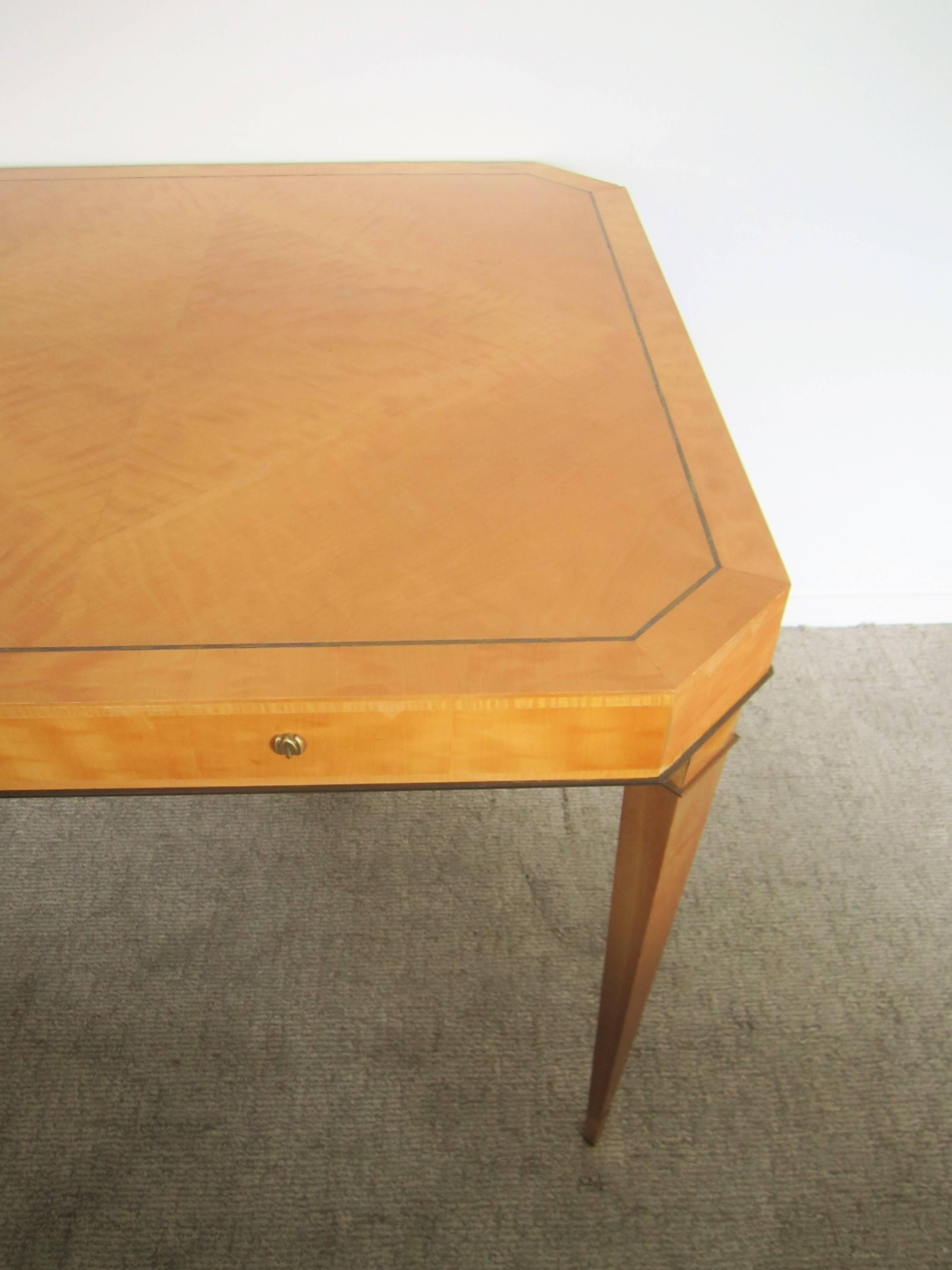 Italian Modern Art Deco Game Table with Brass Detailing 6