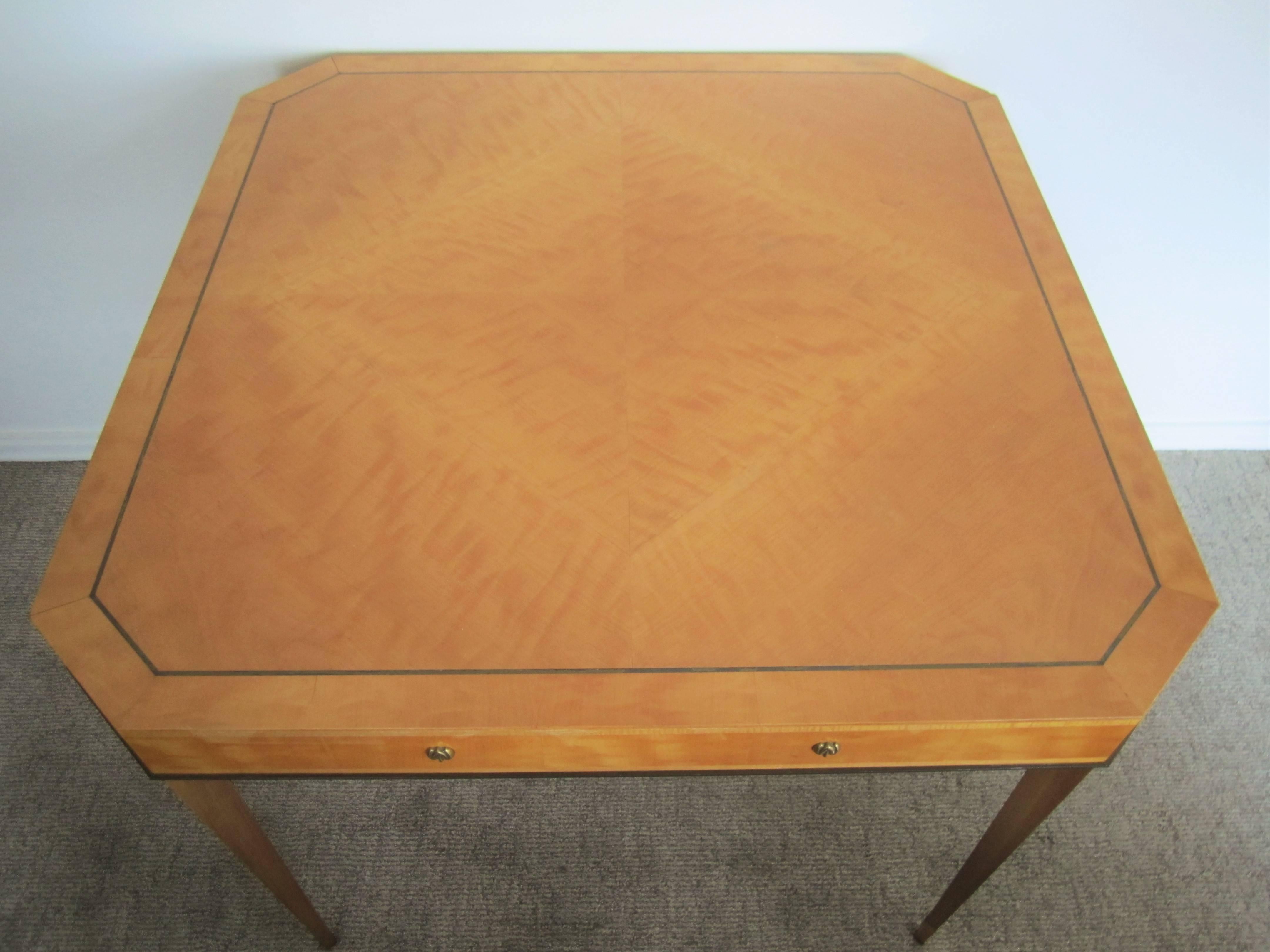 Italian Modern Art Deco Game Table with Brass Detailing In Excellent Condition In New York, NY