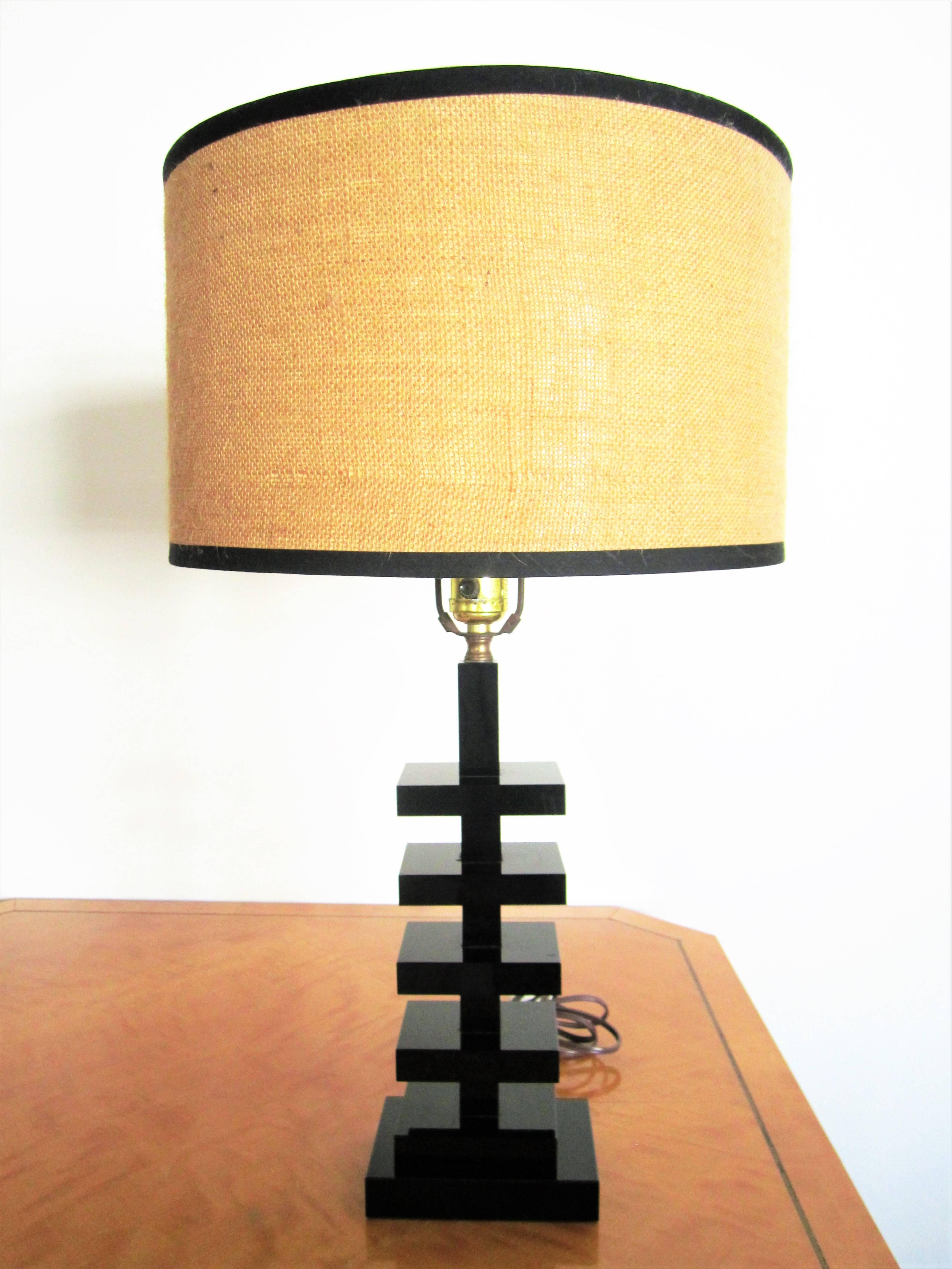 Polished Modern Art Deco Black Desk or Table Lamp