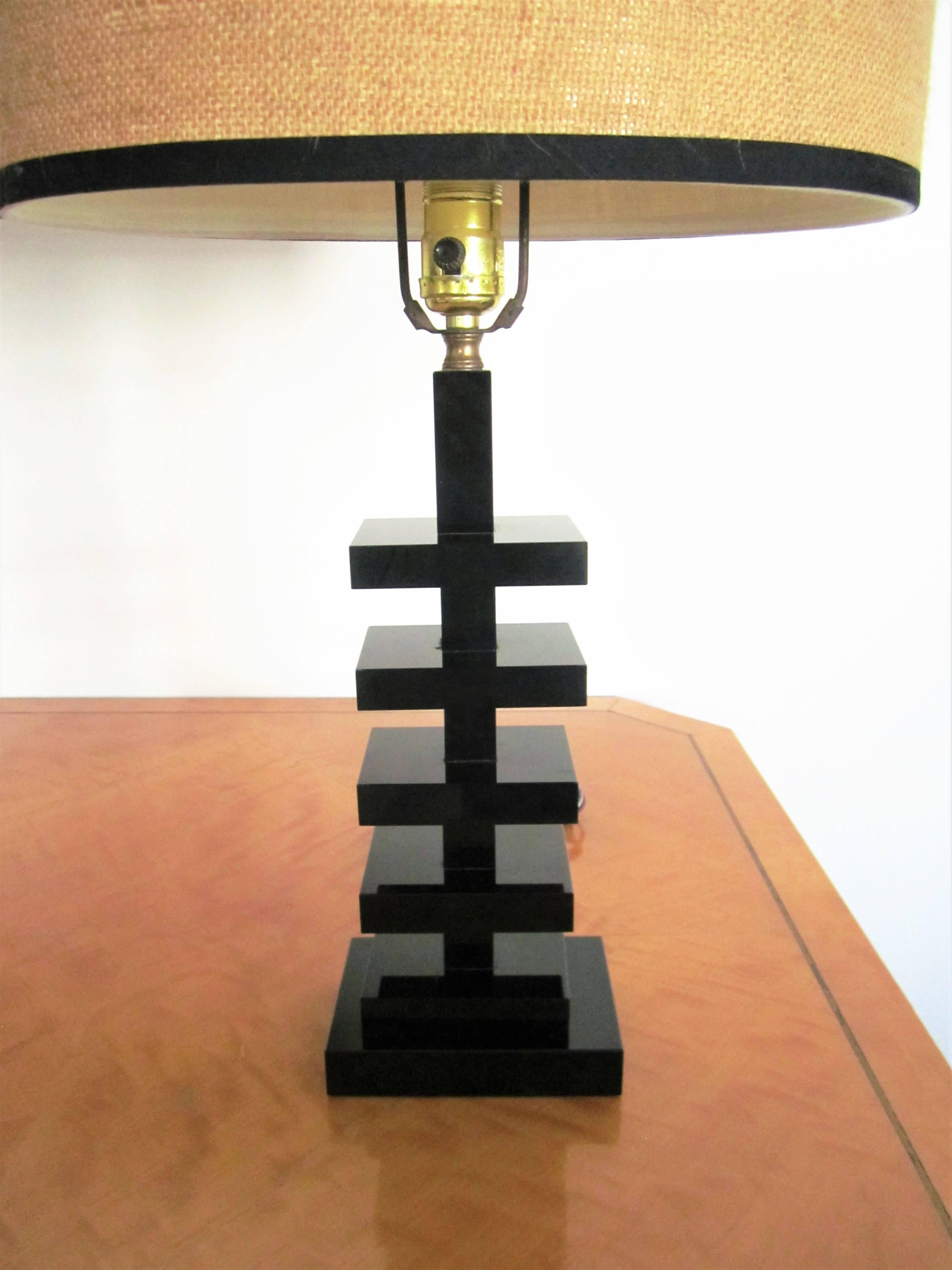 Glass Modern Art Deco Black Desk or Table Lamp