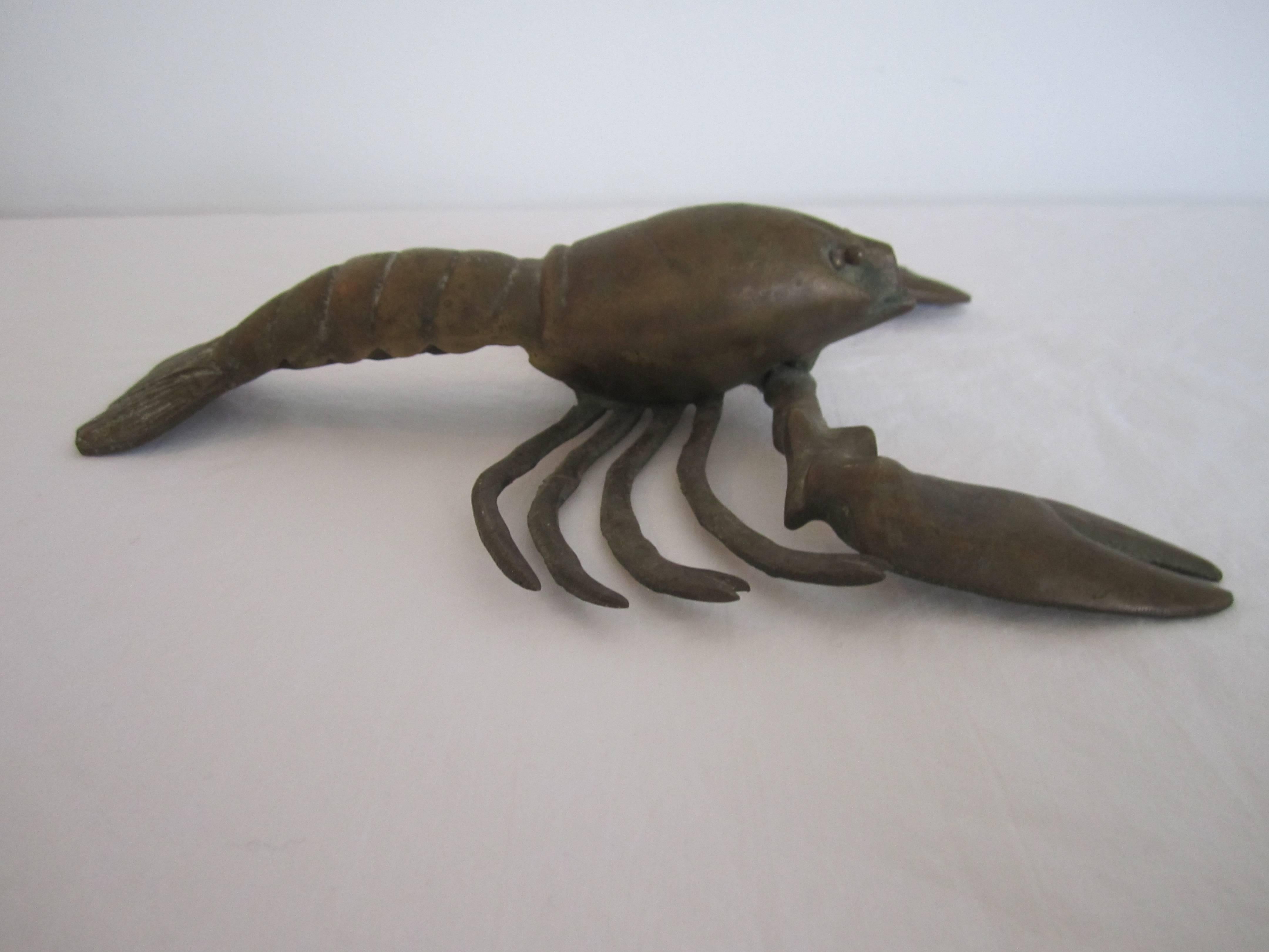 Brass Lobster Sculpture In Excellent Condition In New York, NY
