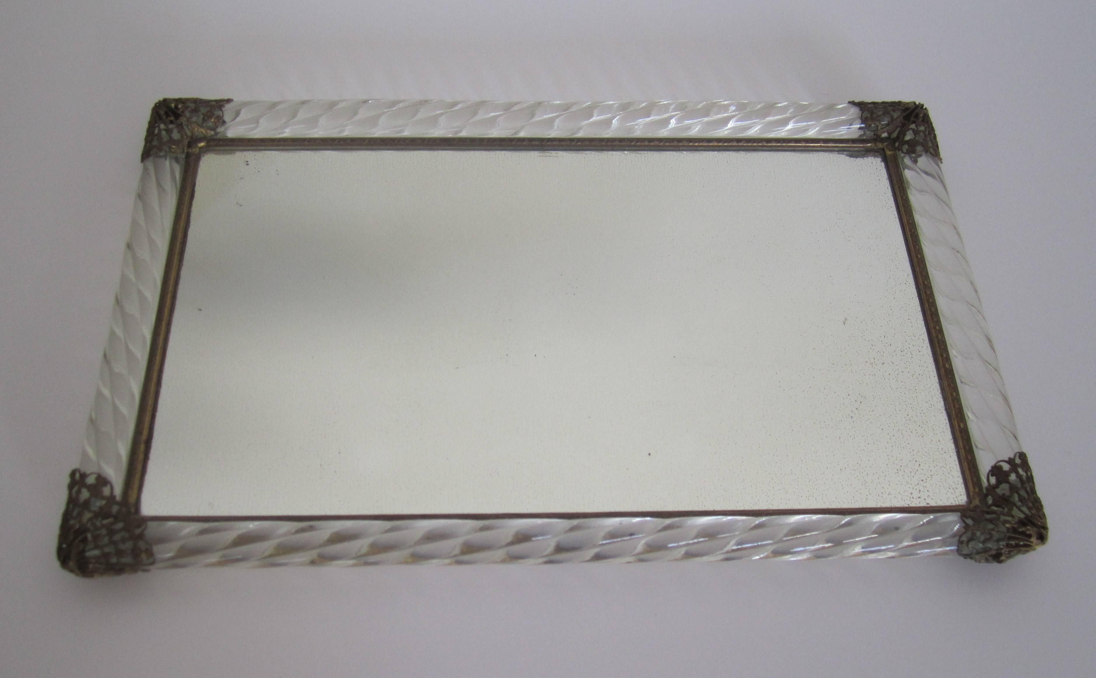 Italian Murano Mirror Vanity Tray  2