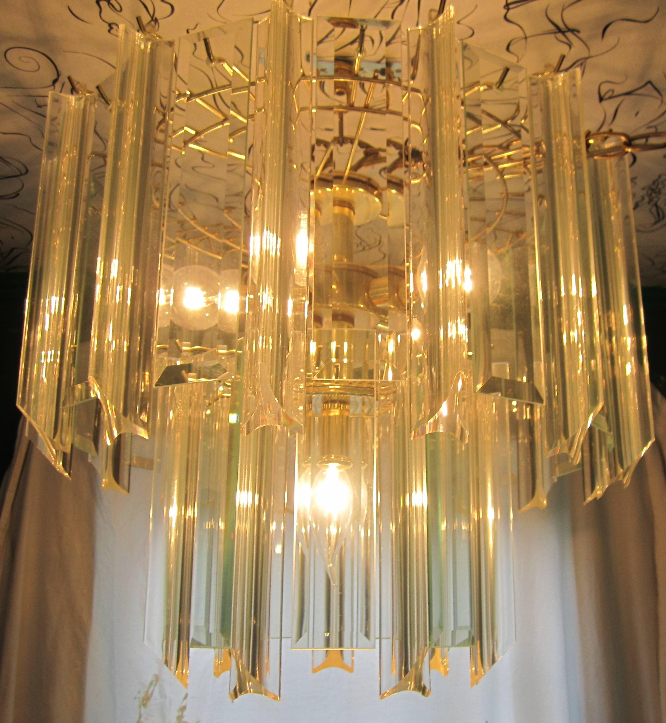 Modern Lucite and Crystal Two-Tier Chandelier, ca. 1960s For Sale 2