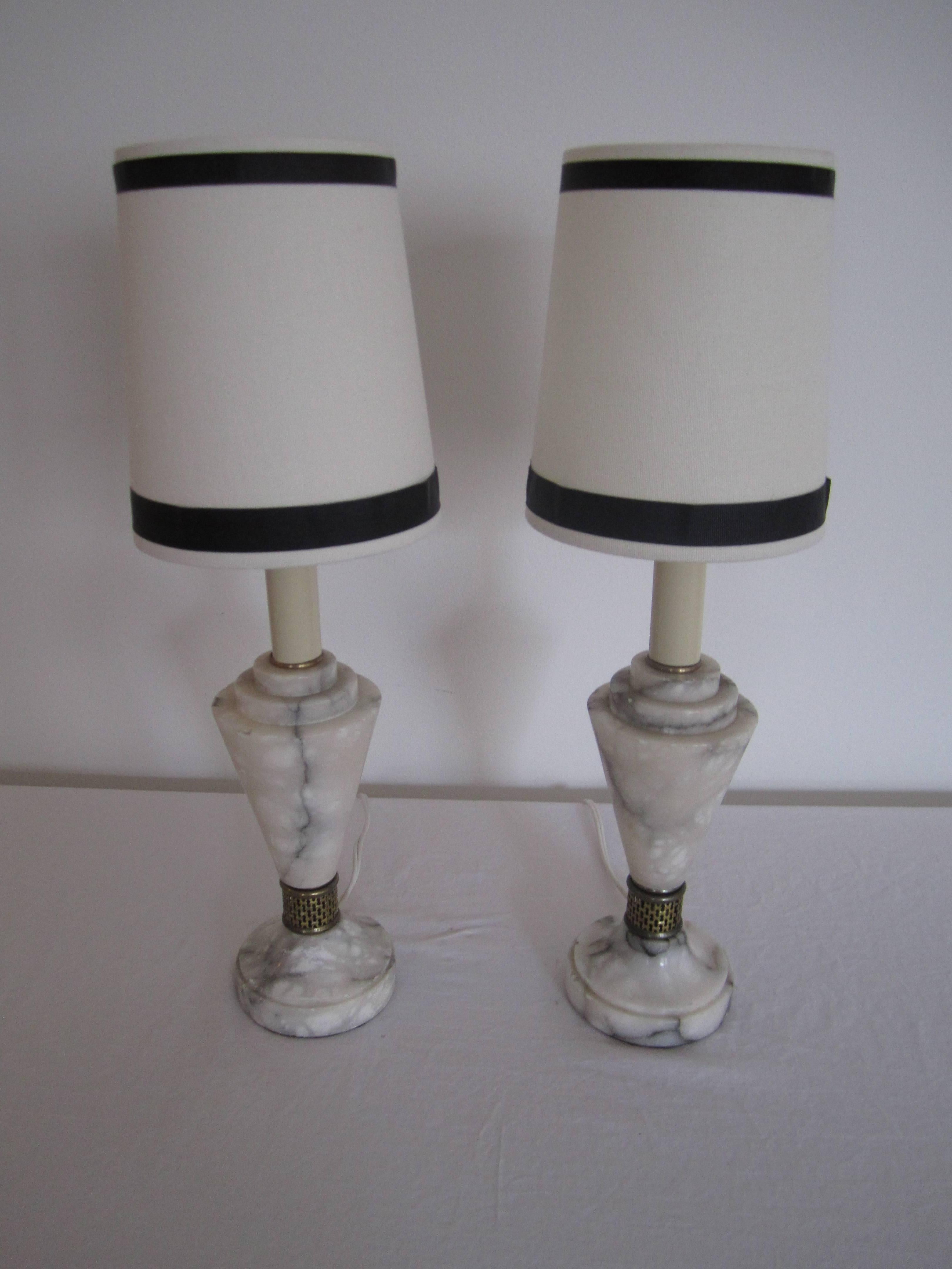 Art Deco Modern Marble Table Lamps, Pair For Sale 8