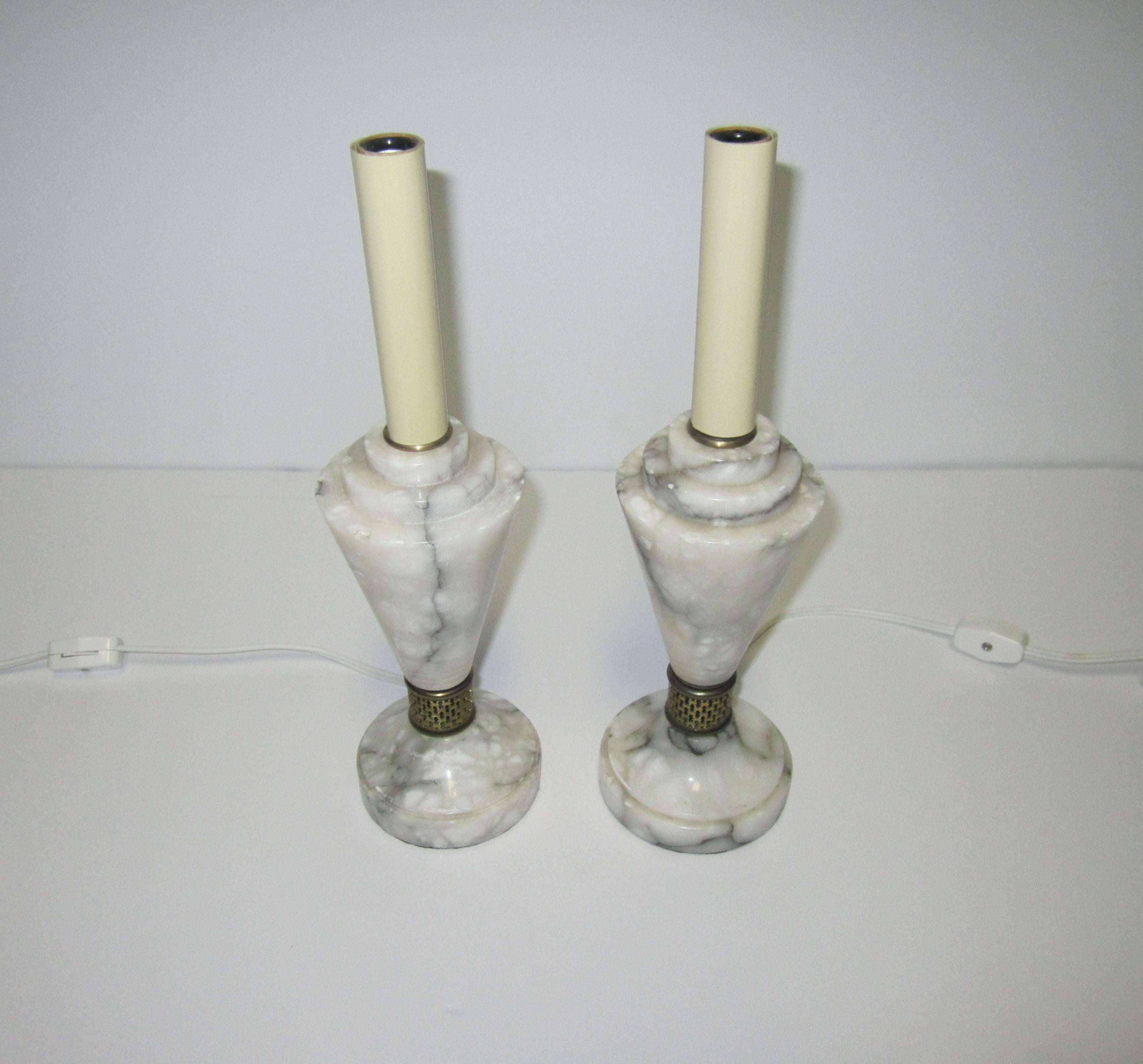 Art Deco Modern Marble Table Lamps, Pair For Sale 2