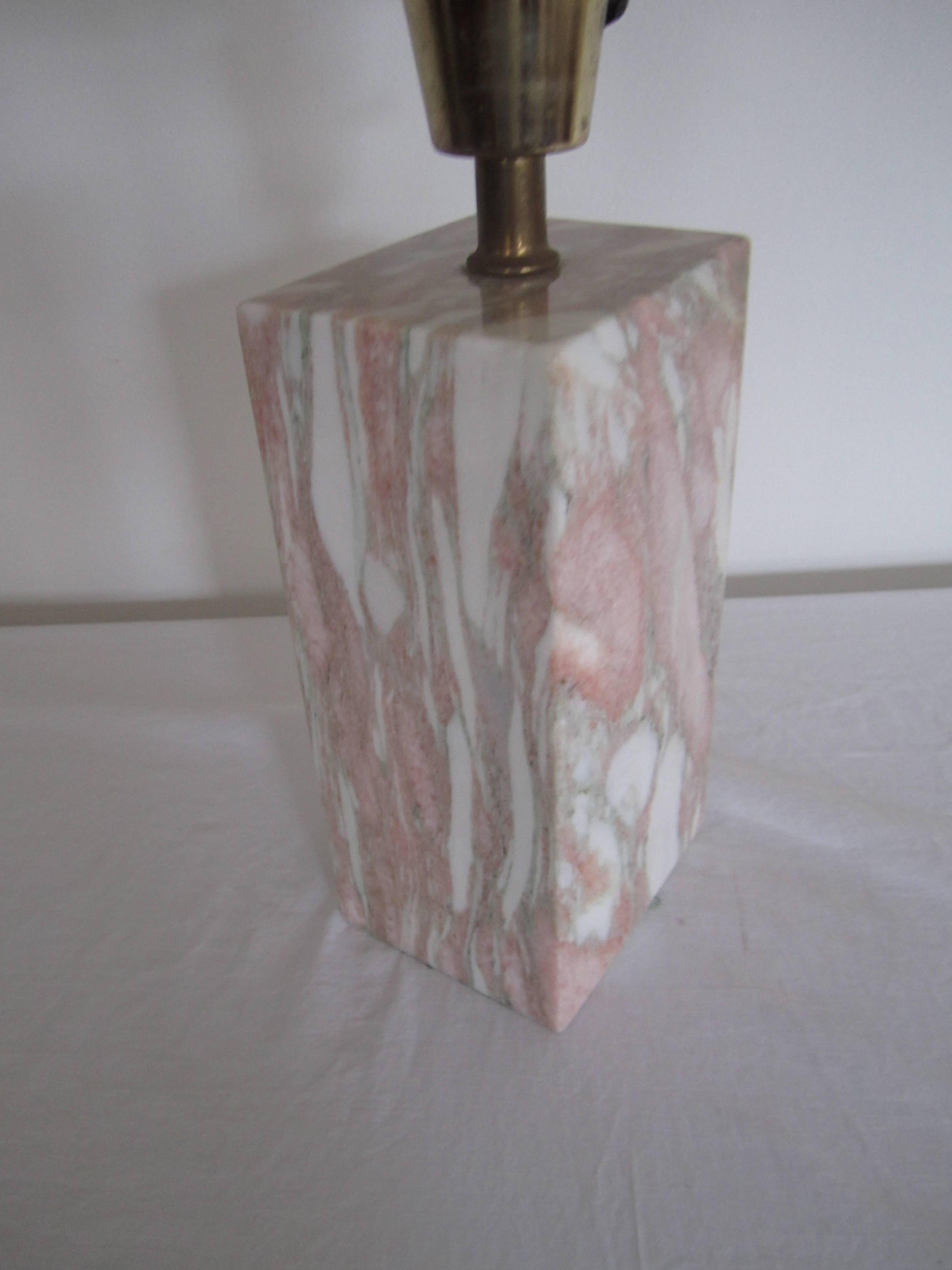 20th Century Marble Desk or Table Lamp in Pink and White, circa 1970s For Sale