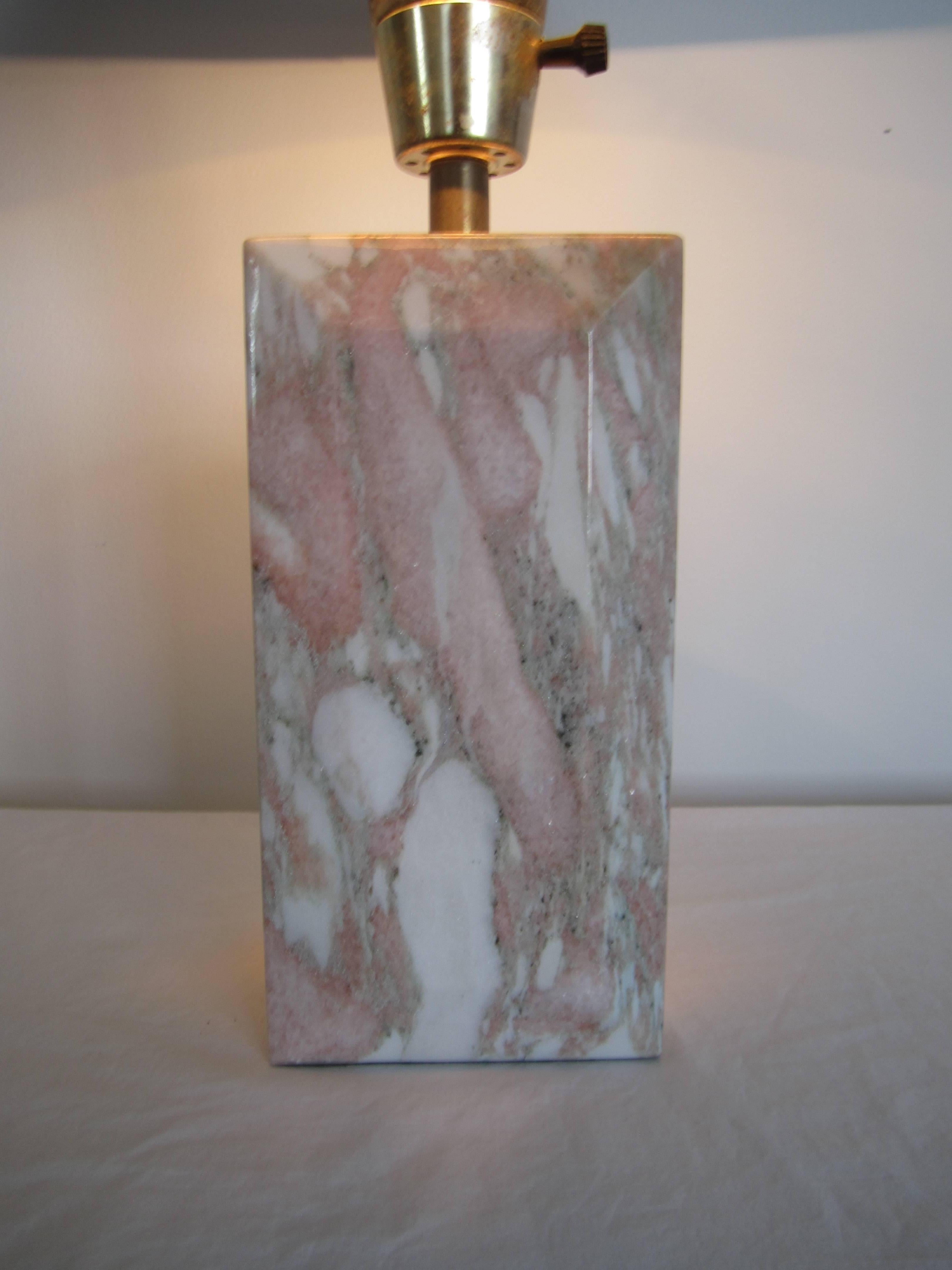 Modern Marble Desk or Table Lamp in Pink and White, circa 1970s For Sale
