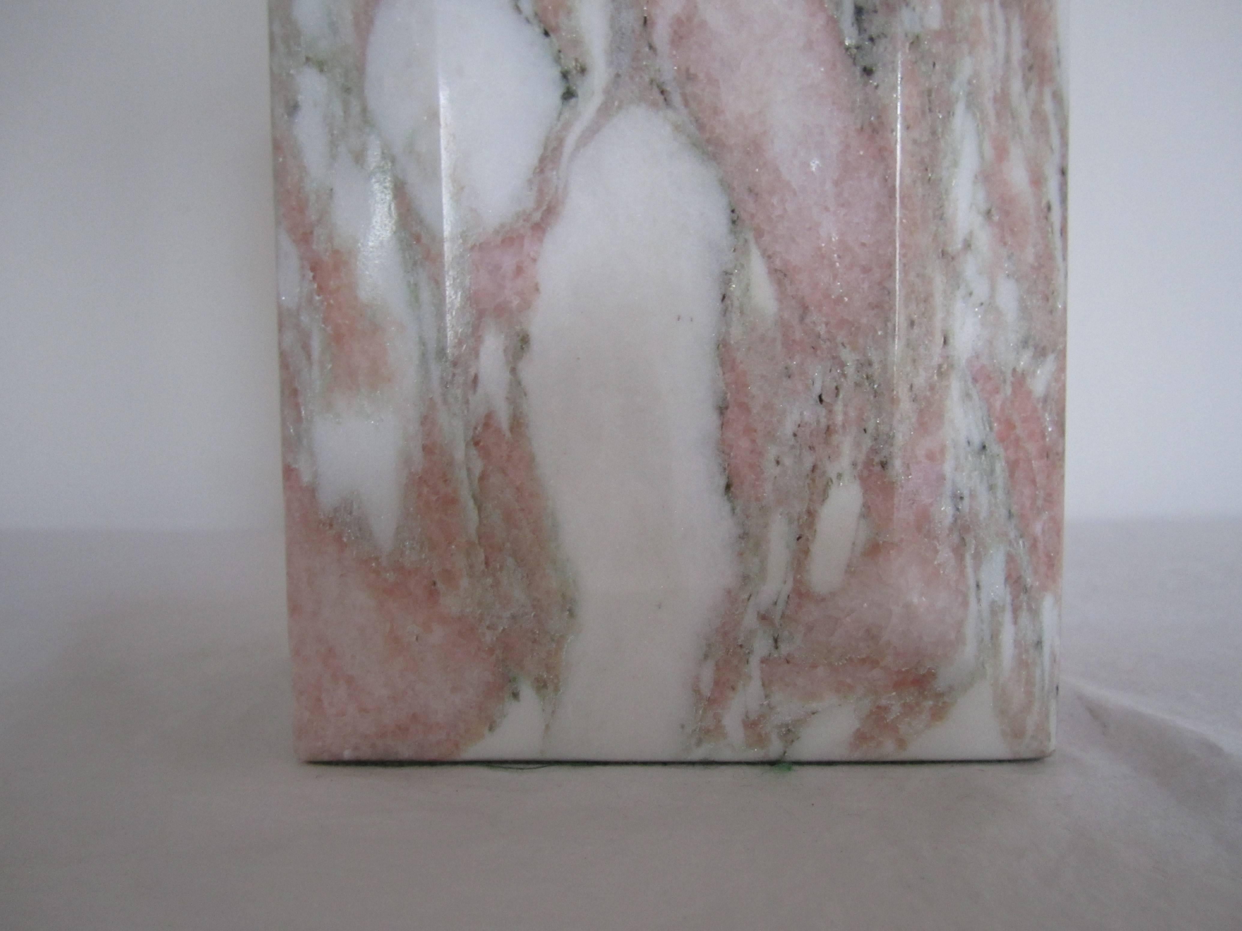 Marble Desk or Table Lamp in Pink and White, circa 1970s For Sale 1