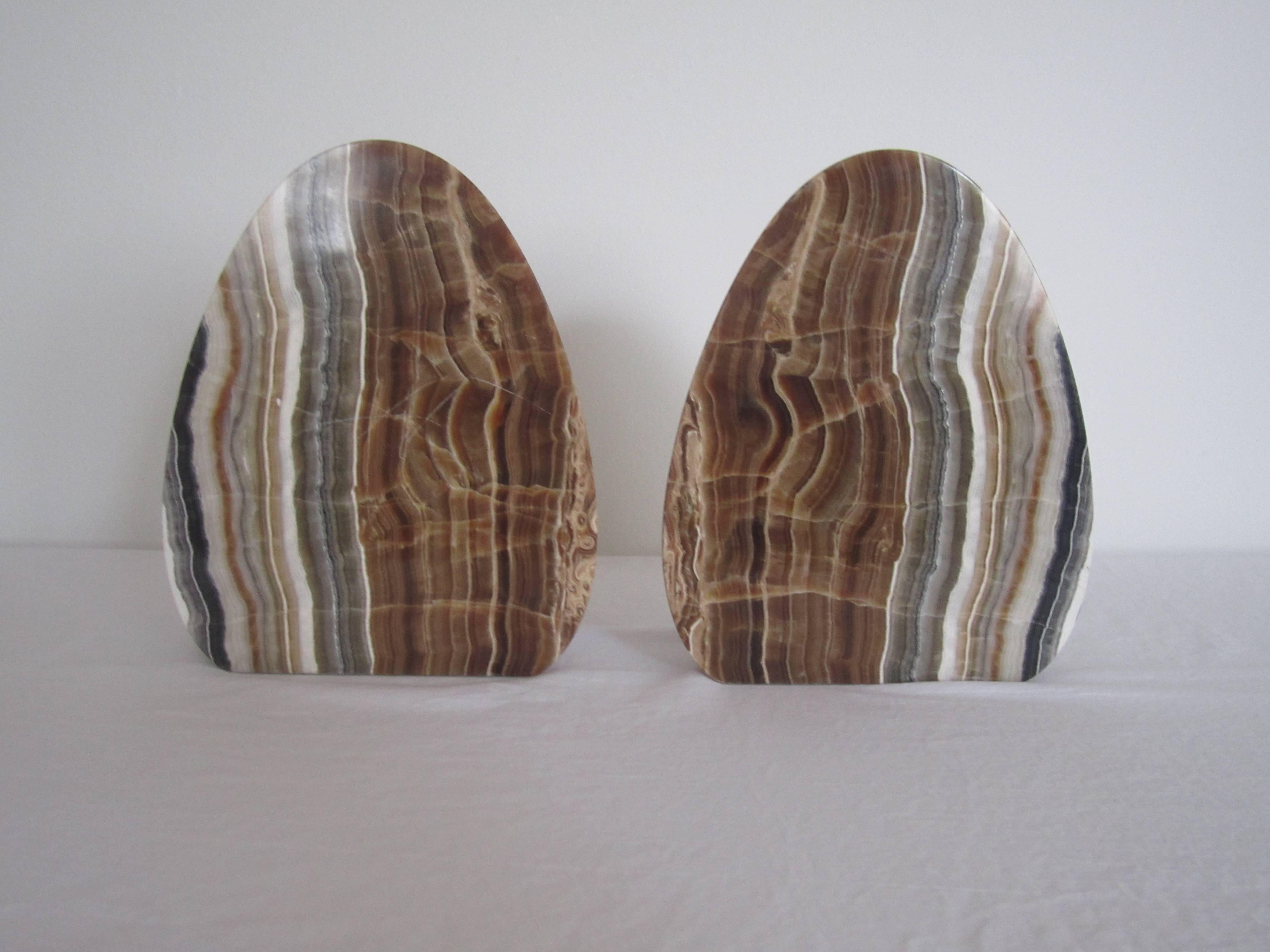 Polished Vintage Modern Marble Bookends, Italy