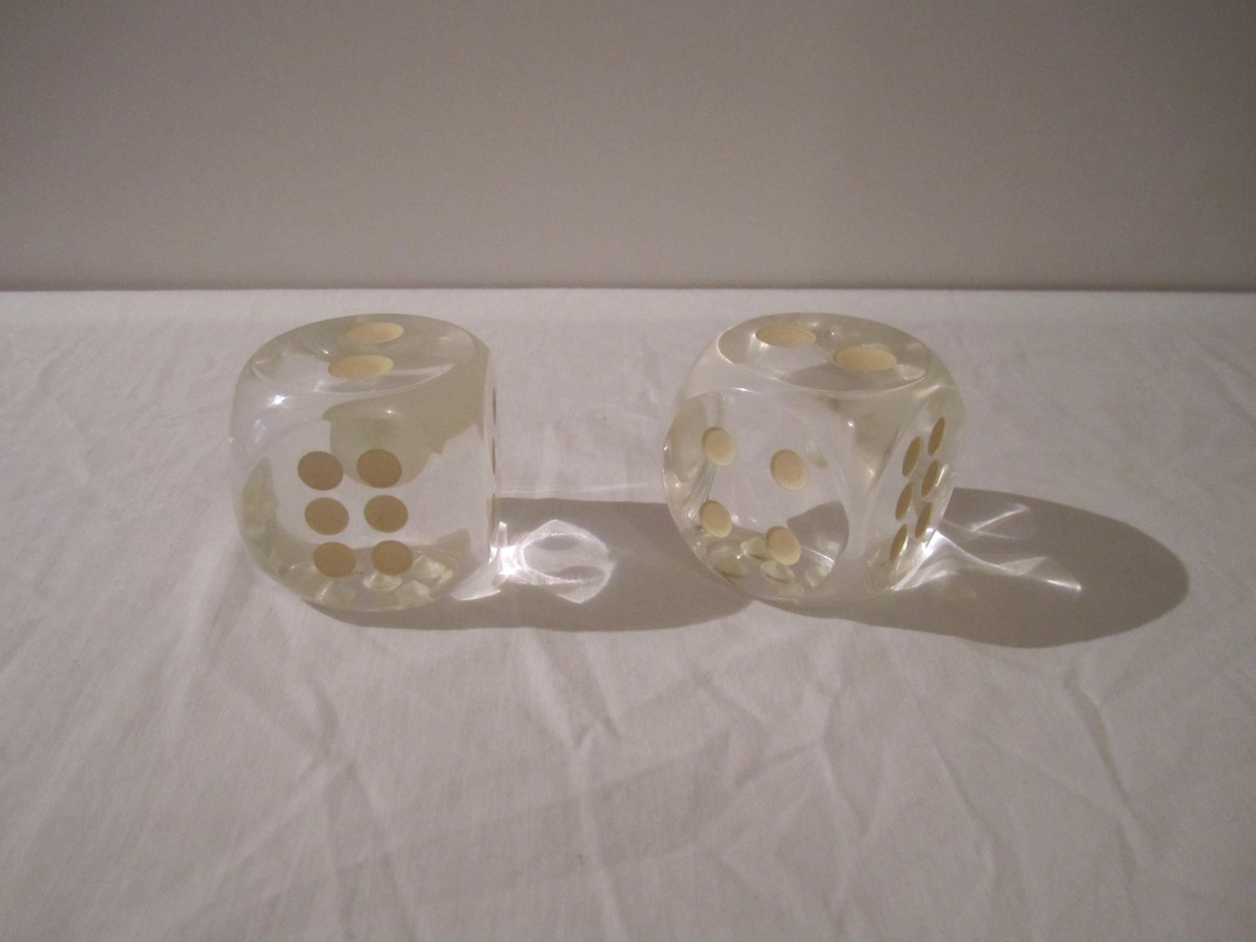 American 1970s Modern Pair of Lucite Dice