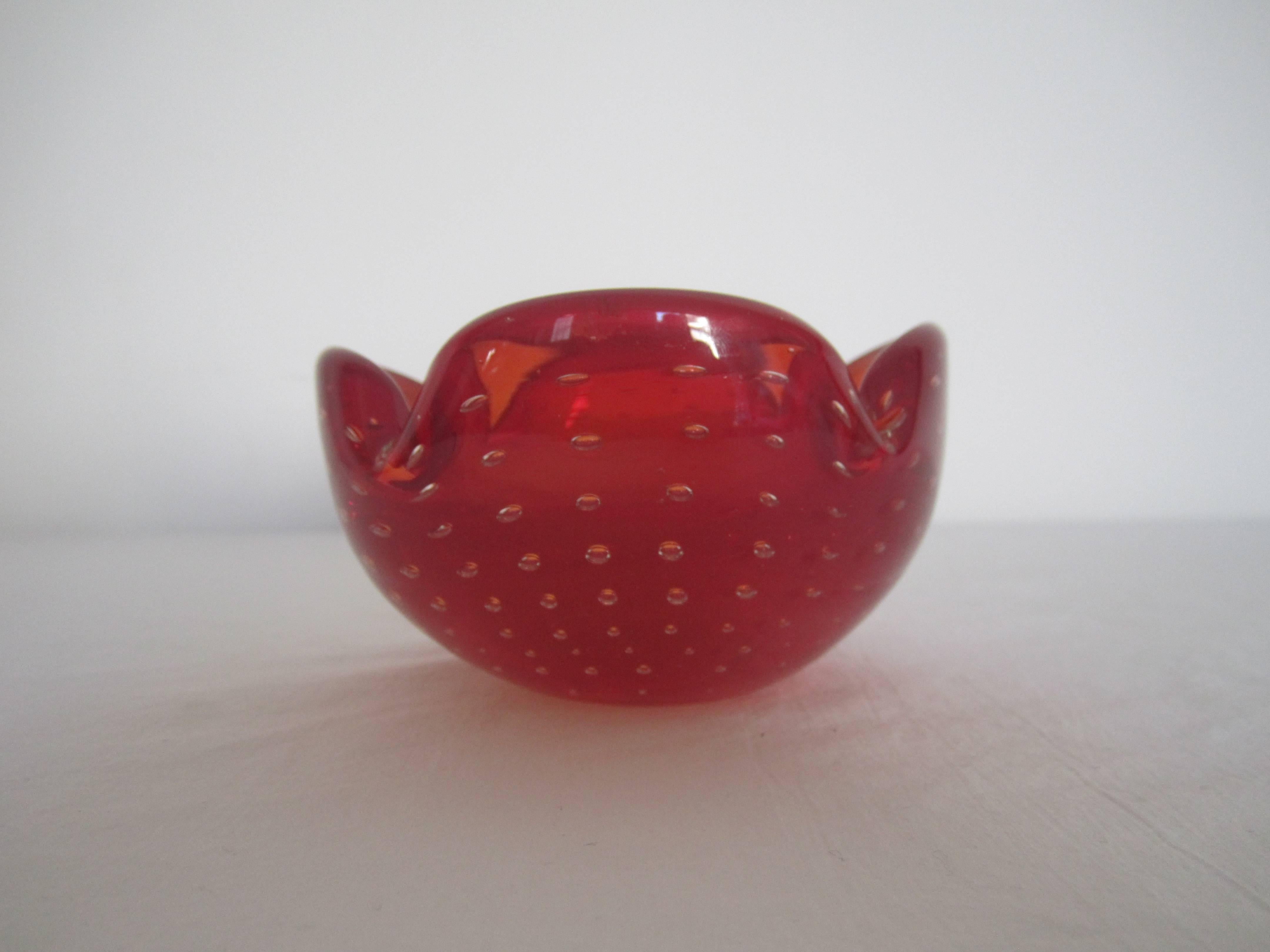 20th Century Midcentury Scandinavian Modern Red Art Glass Bowl, Denmark