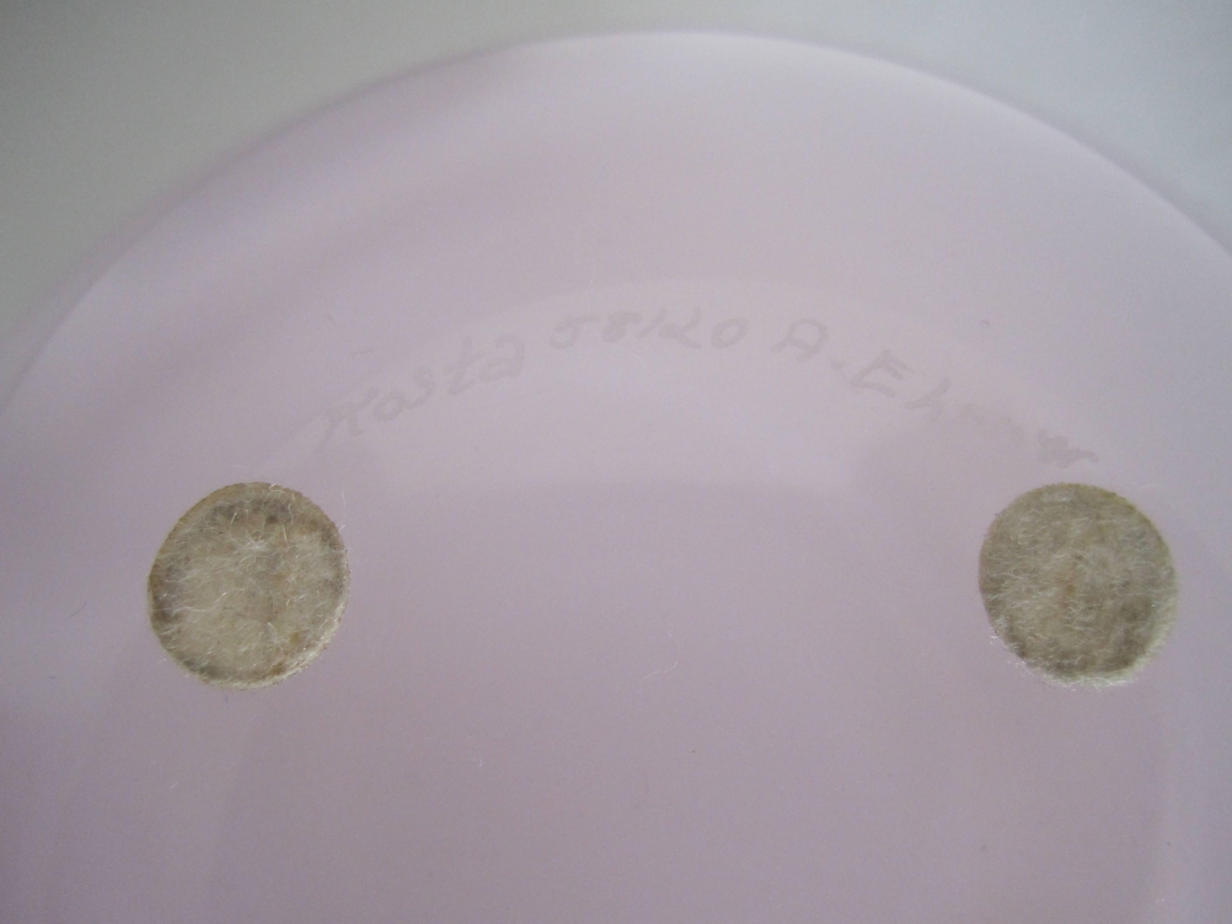 20th Century Swedish Pink Art Glass Bowl by Designer Anna Ehrner