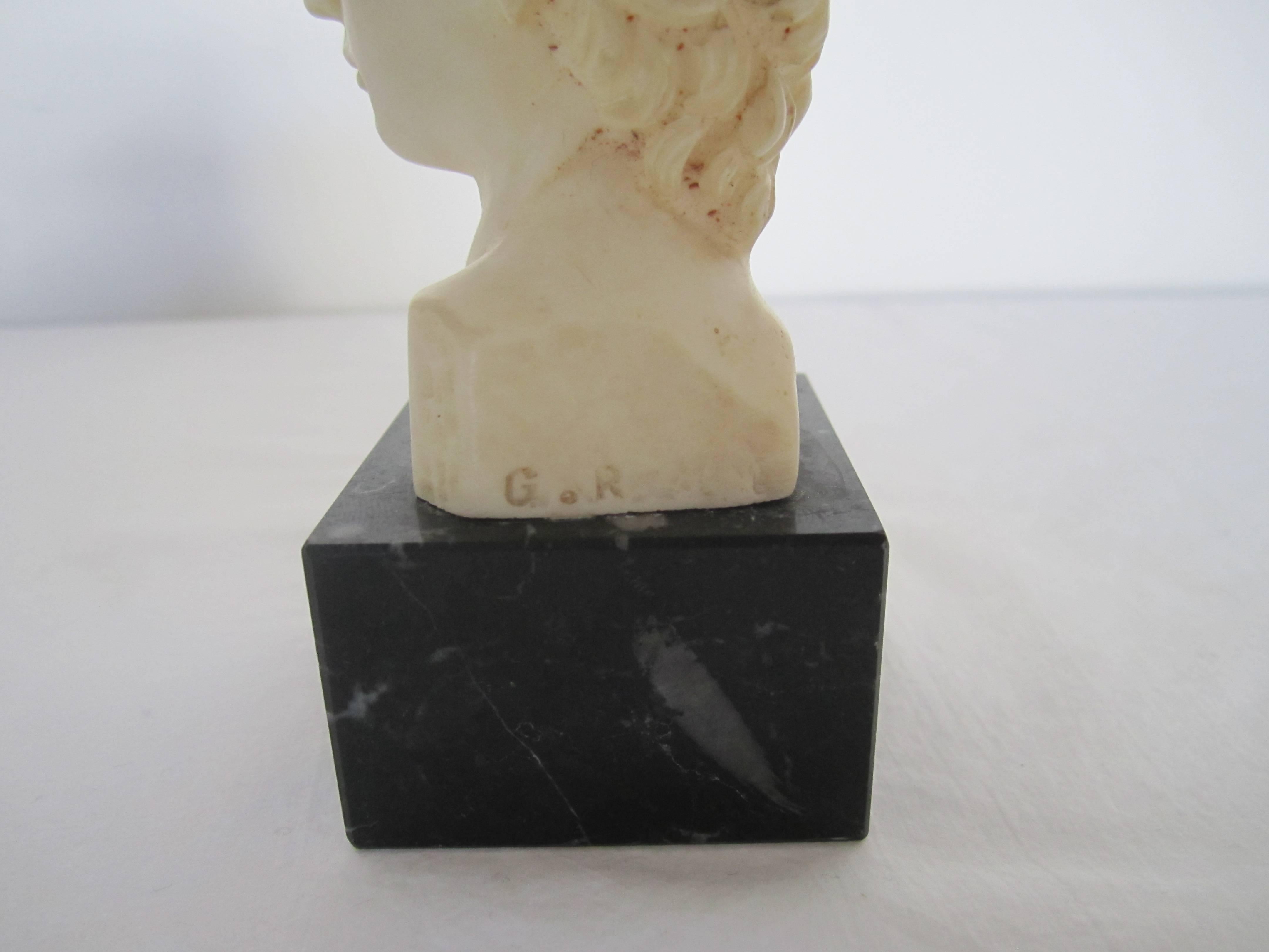 Classical Roman Classic Roman Bust on Black Marble Base Signed by Sculptor G. Ruggeri, Italy