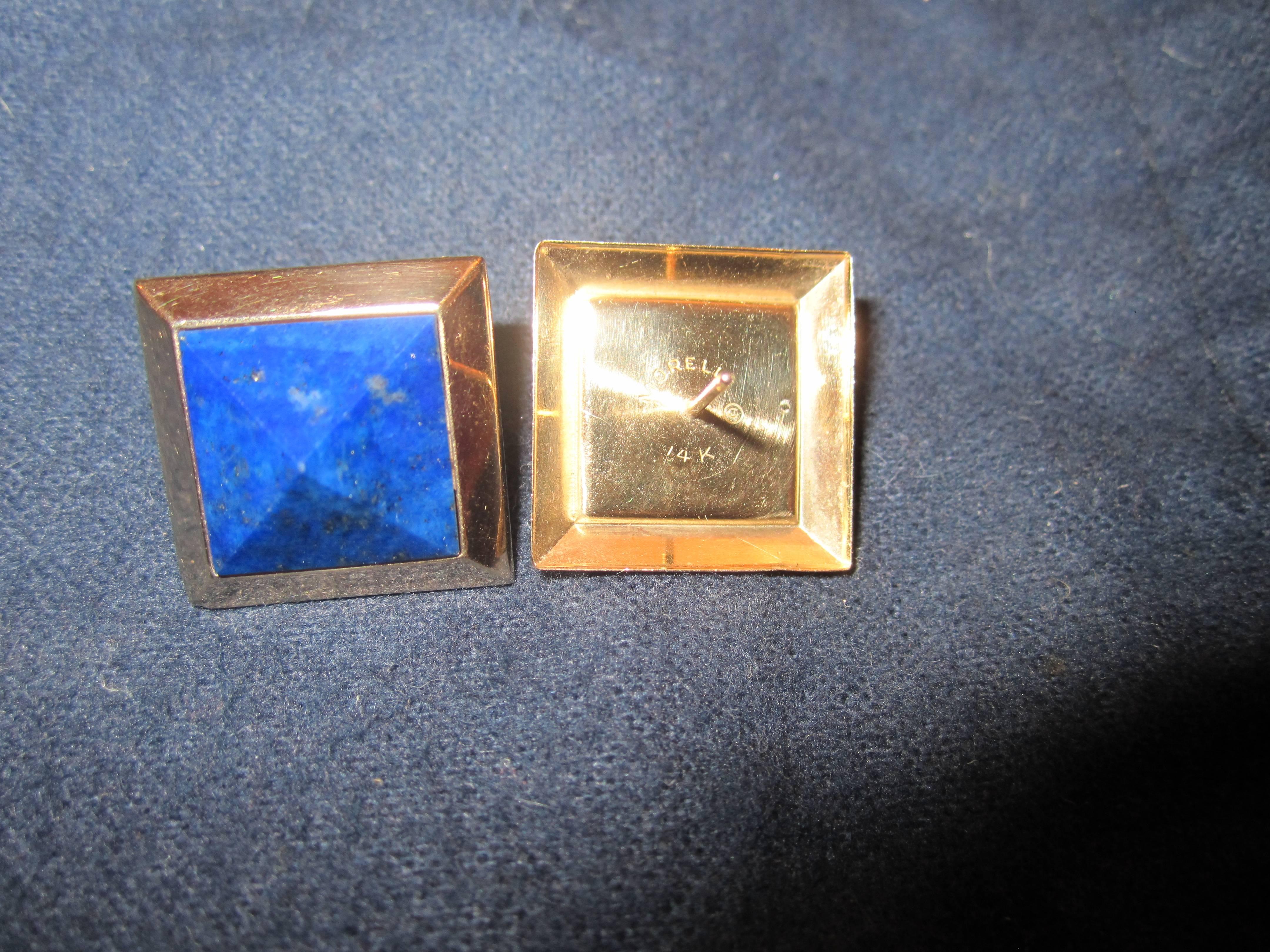 Blue Lapis 14-Karat Gold Pyramid Earrings by Designer Paul Morelli 1