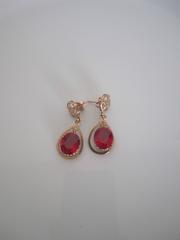 Vintage 14-Karat Pink Gold Earrings with Red Ruby Style Stones