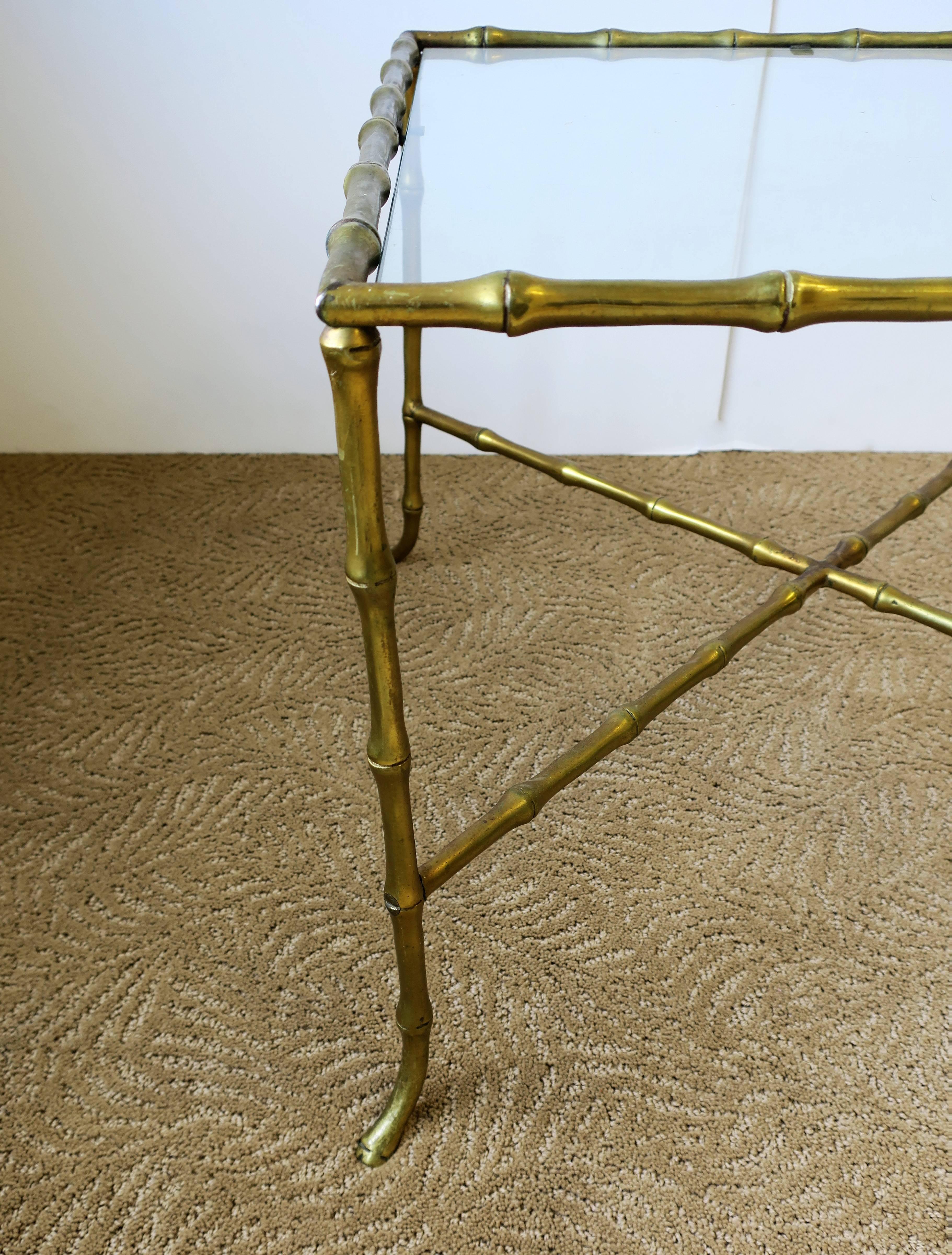 Brass Bamboo and Glass End Table Maison Baguès Attributed, circa 1960s For Sale 4