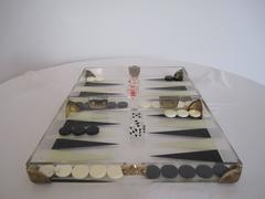 Black and White Backgammon Game Set in a Lucite Case, France