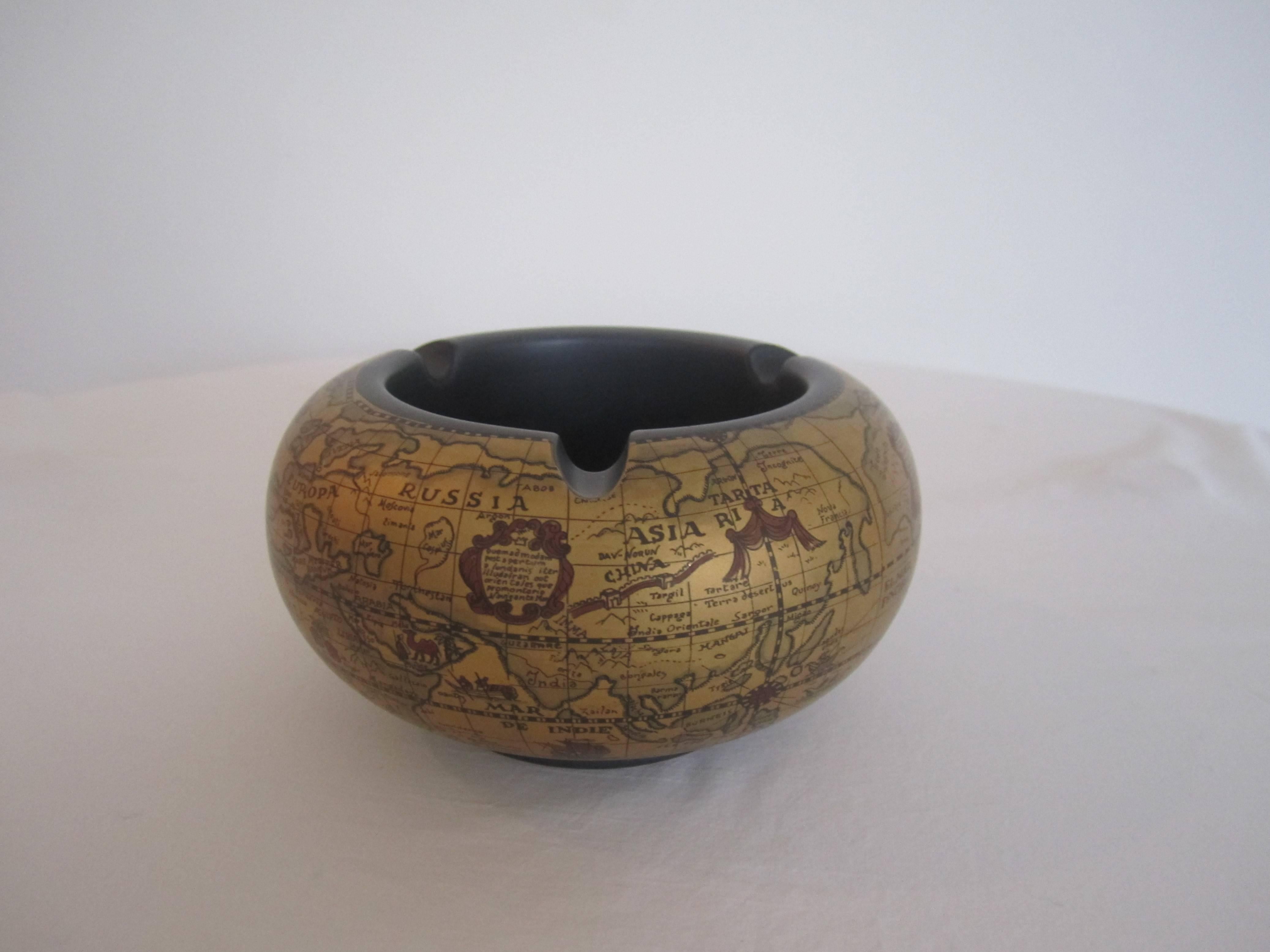 Glazed World Globe Ashtray or Bowl from Italy