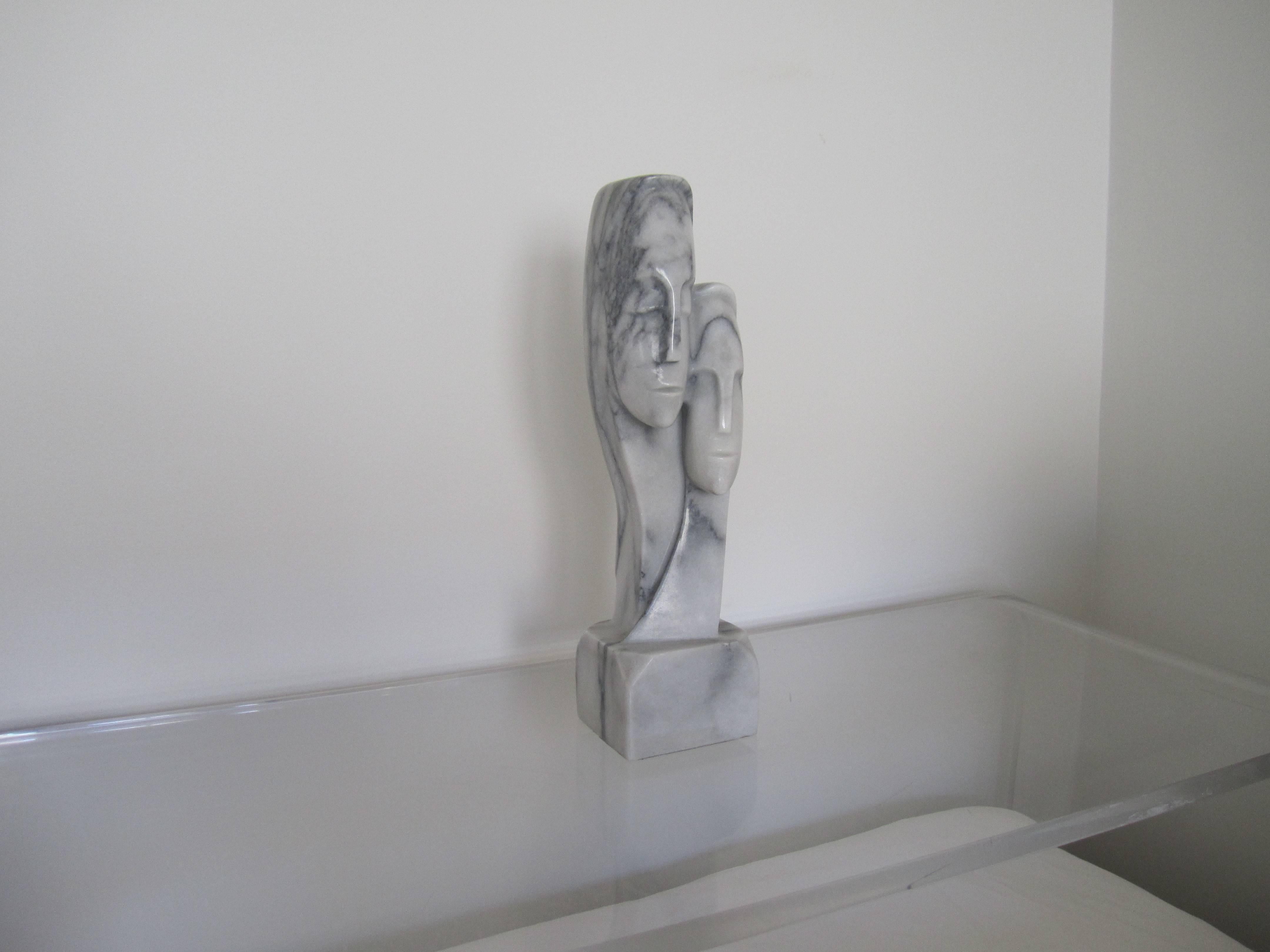 Carved Marble Male and Female Sculpture For Sale