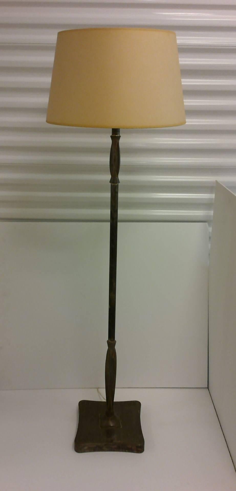 Unknown Metal Floor Lamp with Big Shade in the Giacometti Style