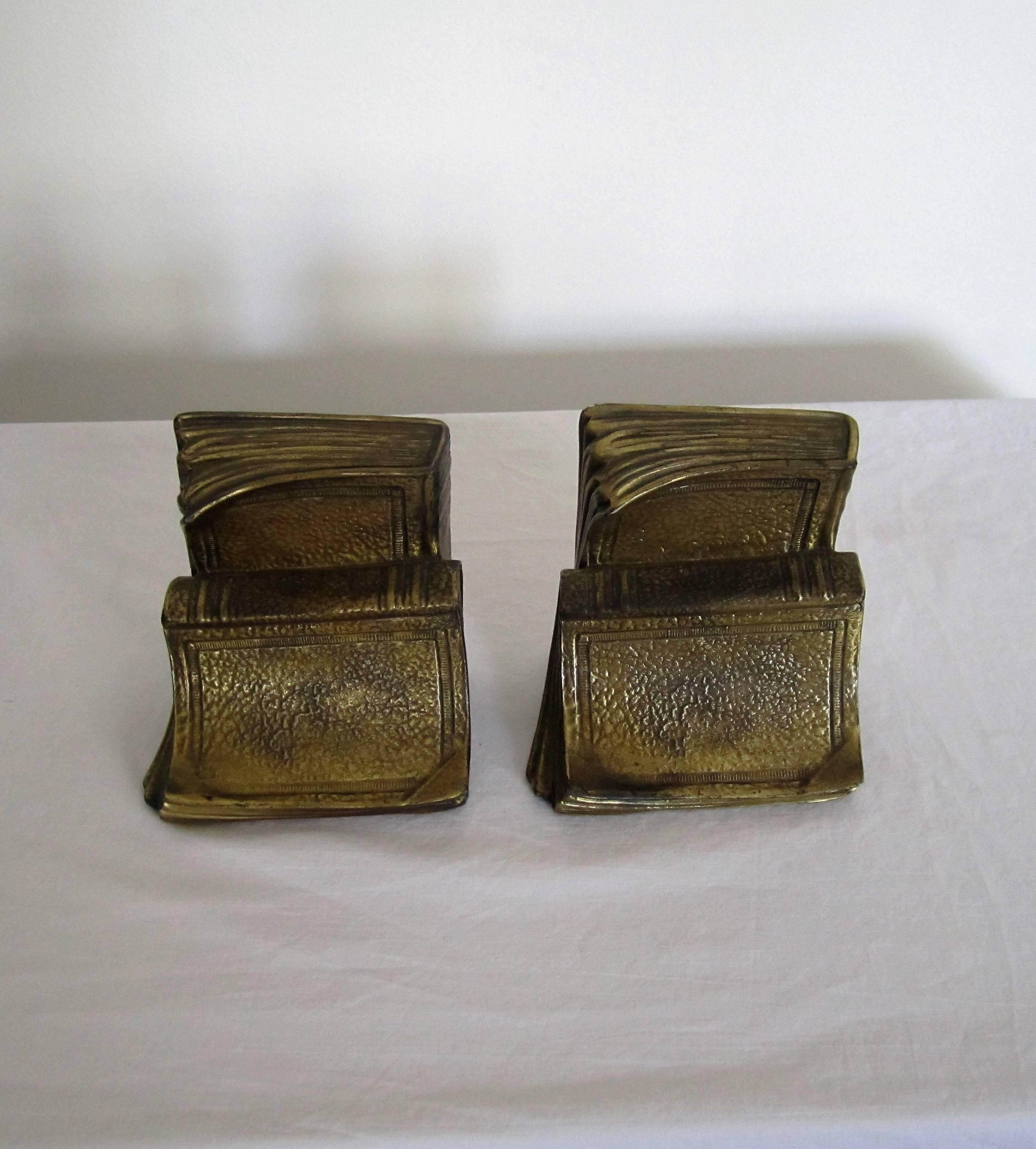 Plated Vintage Book Bookends in Gold
