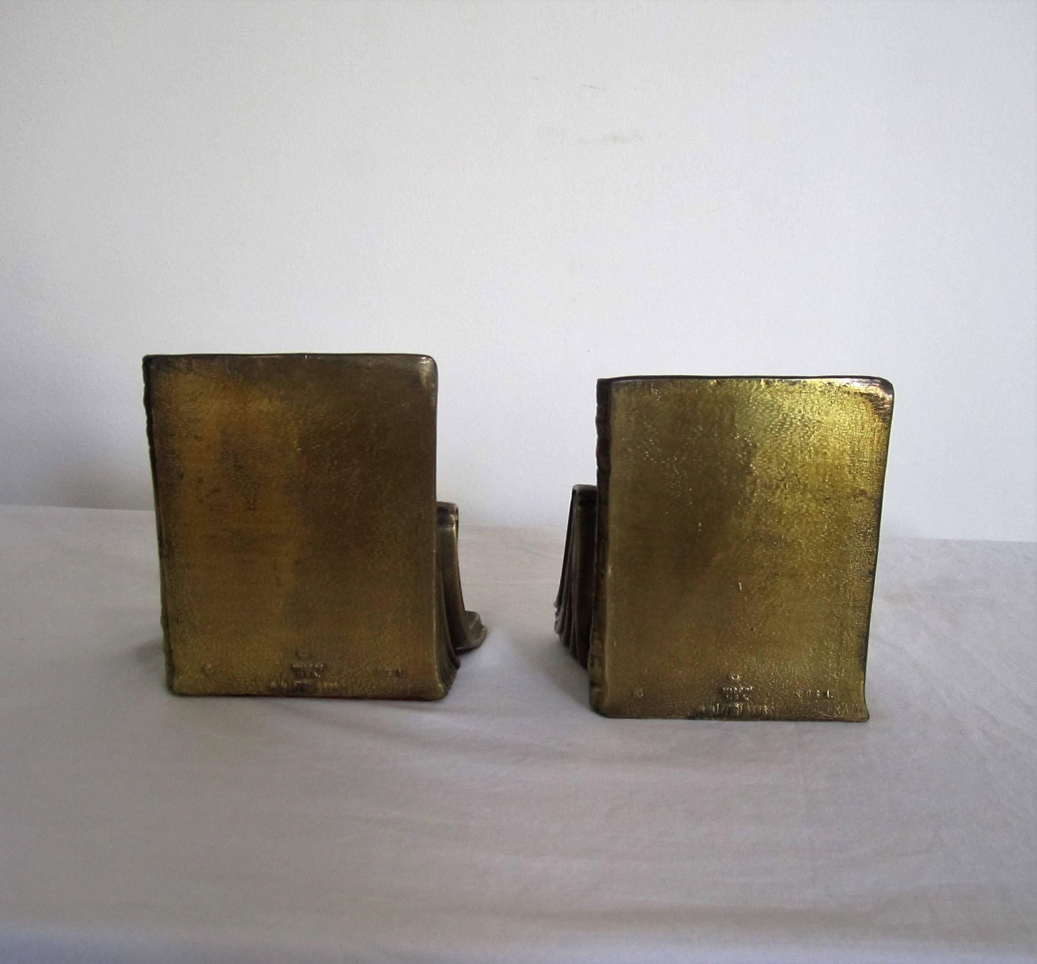 Vintage Book Bookends in Gold In Good Condition In New York, NY