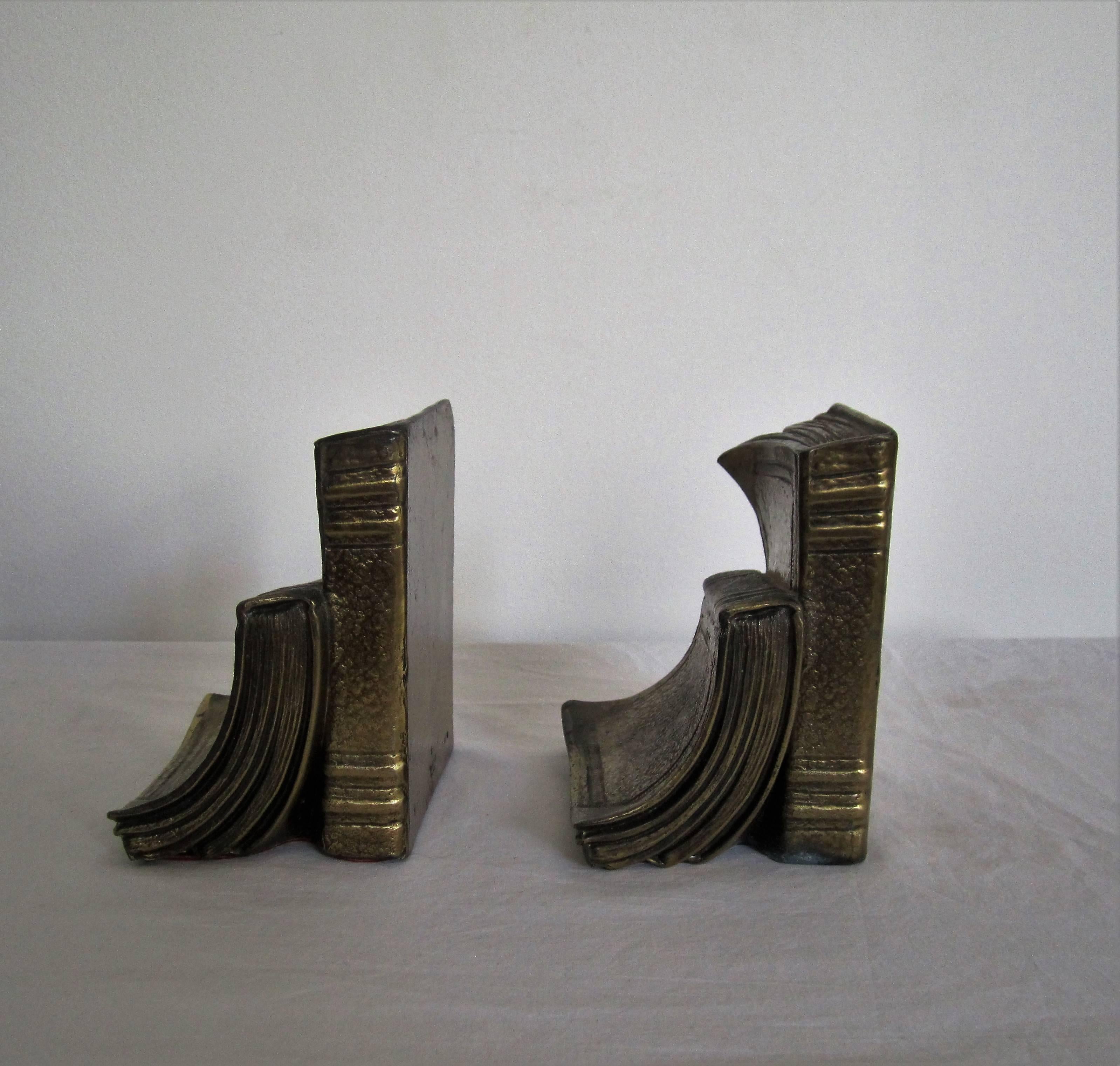 Metal Vintage Book Bookends in Gold